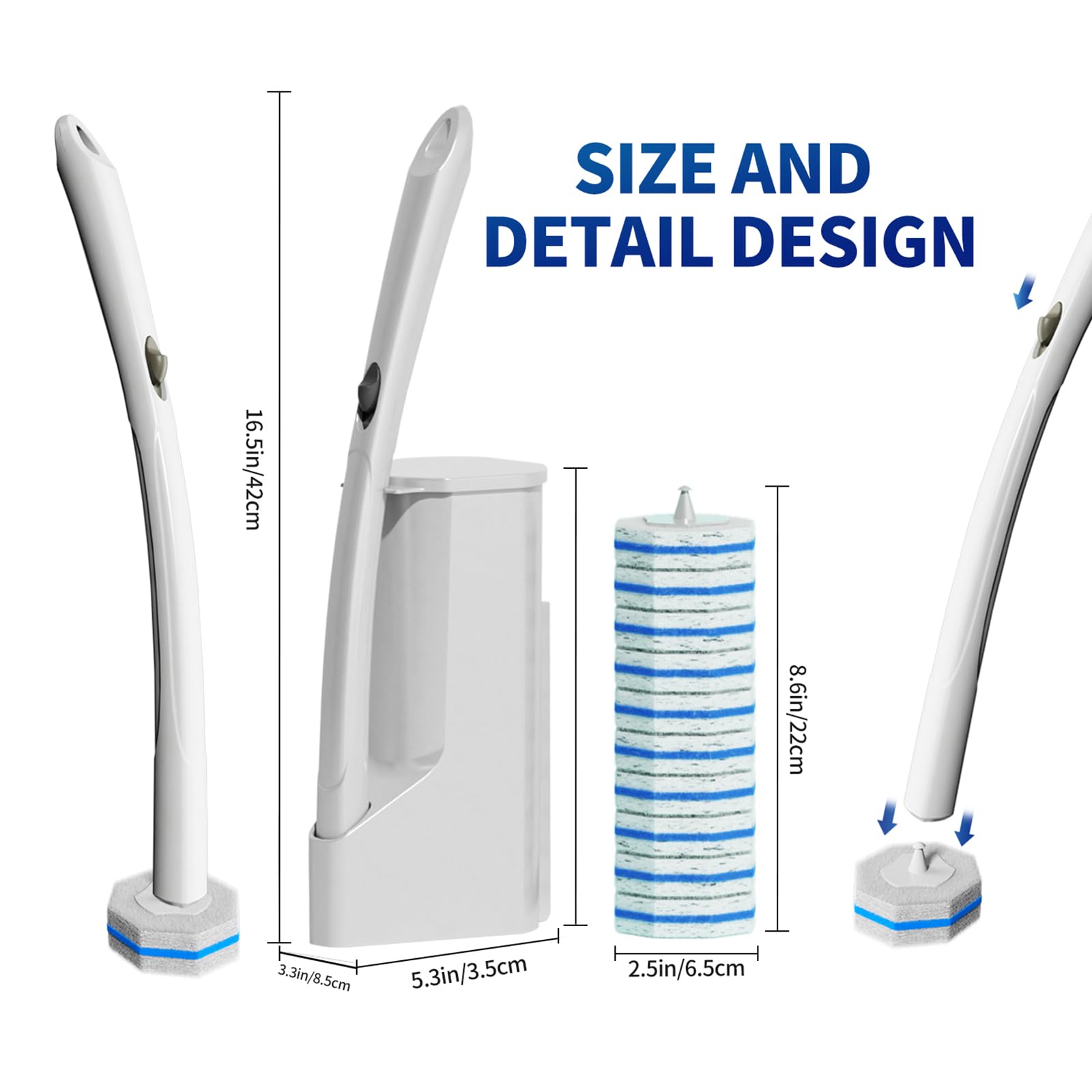 Disposable Toilet Brush Cleaning System, Toilet Cleaning Brush, 50 Replacement Brush Heads, Toilet Cleaning Stick, Wall Mounted