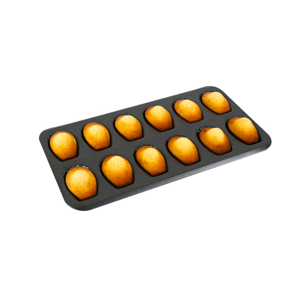 Paderno World Cuisine Non-Stick Madeleine Sheet, 15.5 X 7.875 Inch, Black