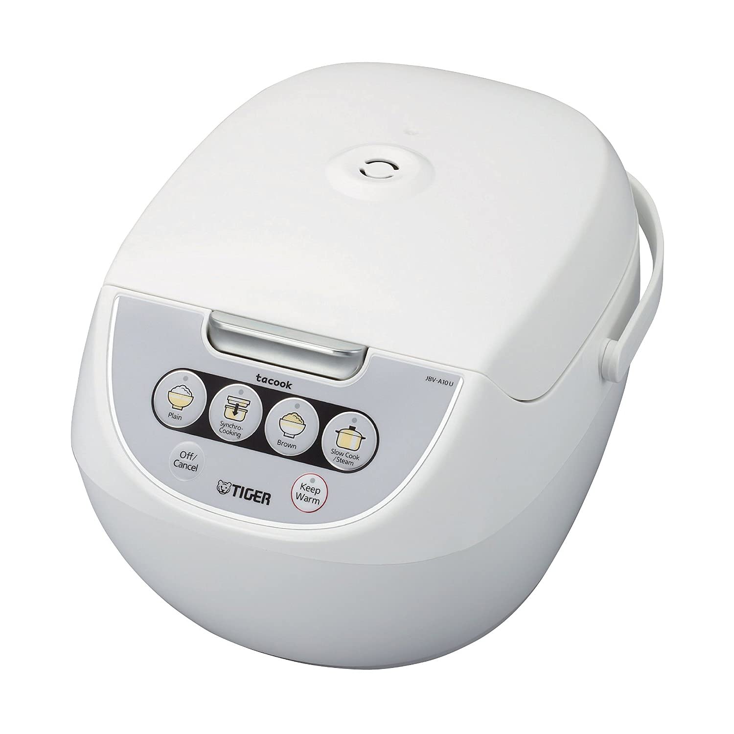 TIGER JBV-A18U 10-Cup (Uncooked) Micom Rice Cooker and Warmer with Tacook Food Steamer Cooking Tray Technology, White