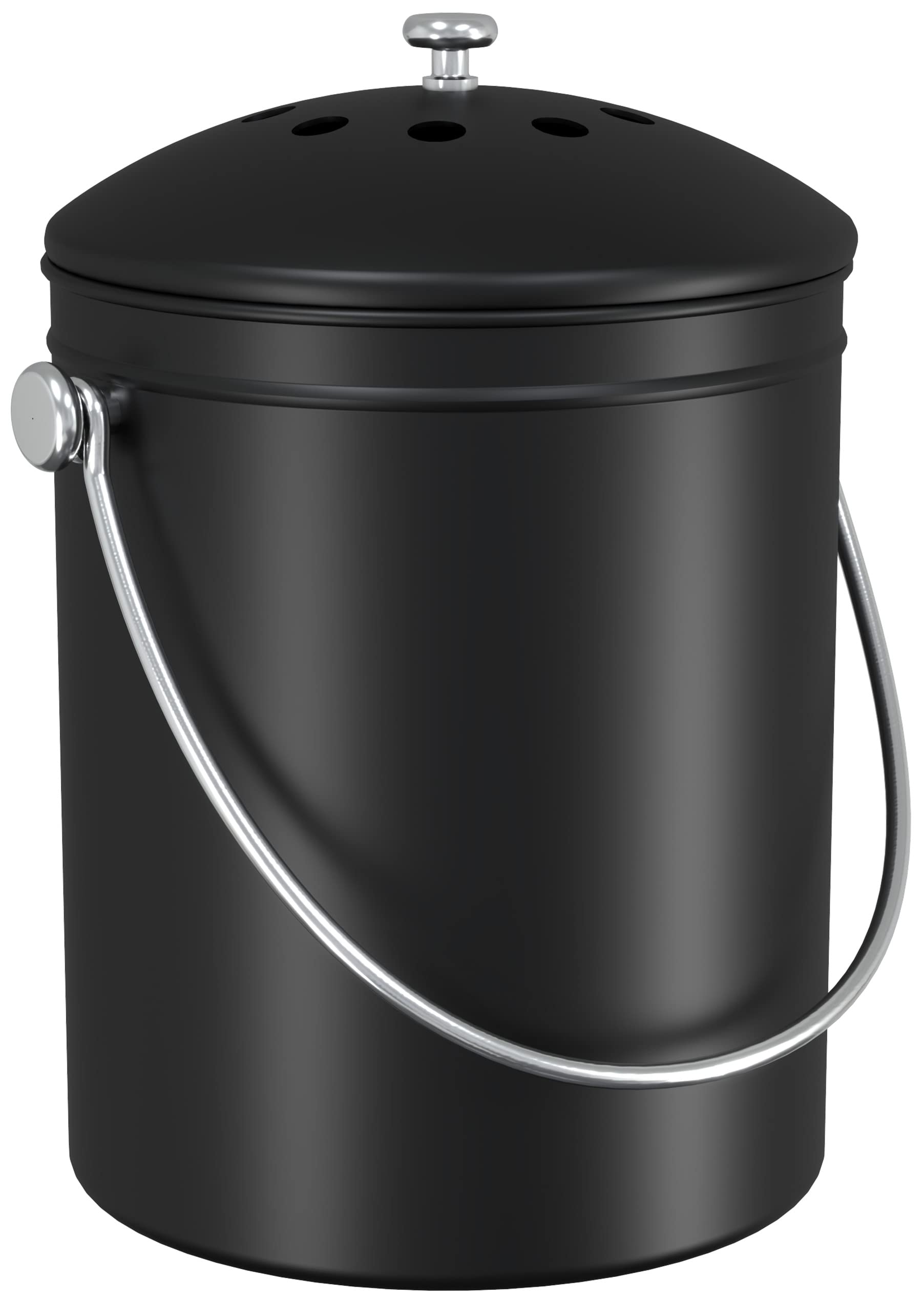 Utopia Kitchen Compost Bin For Kitchen Countertop - 1.3 Gallon Compost Bucket For Kitchen With Lid - Includes 1 Spare Charcoal F