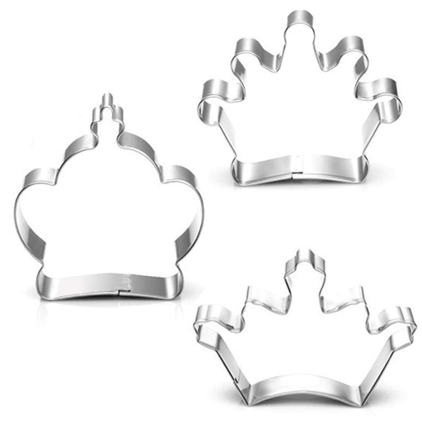 Crown Cookie Cutter Set Of 3 Pcs, Stainless Steel Princess Crown Shaped Fondant Cutters Baking Molds