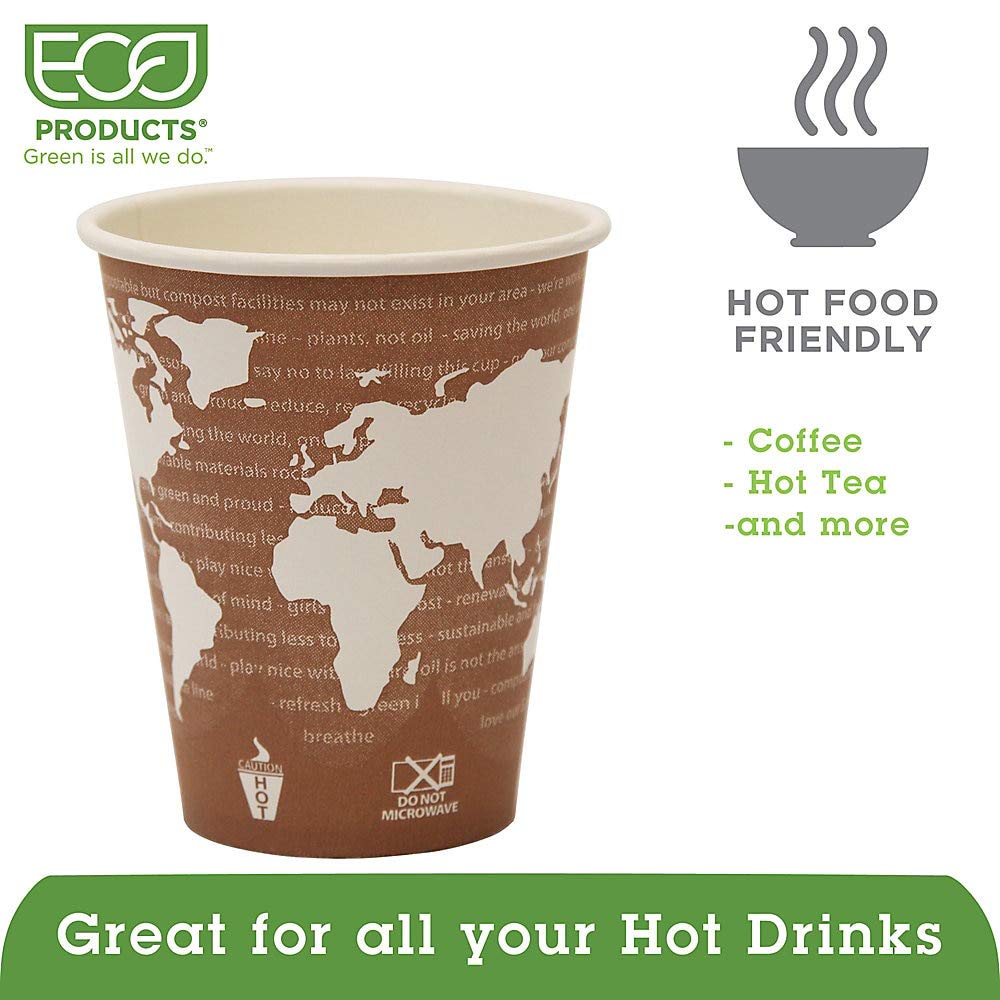 Ecpepbhc8Wa - Eco-Products,Inc. World Art Renewable Resource Compostable Hot Drink Cups, 8 Oz, Plum