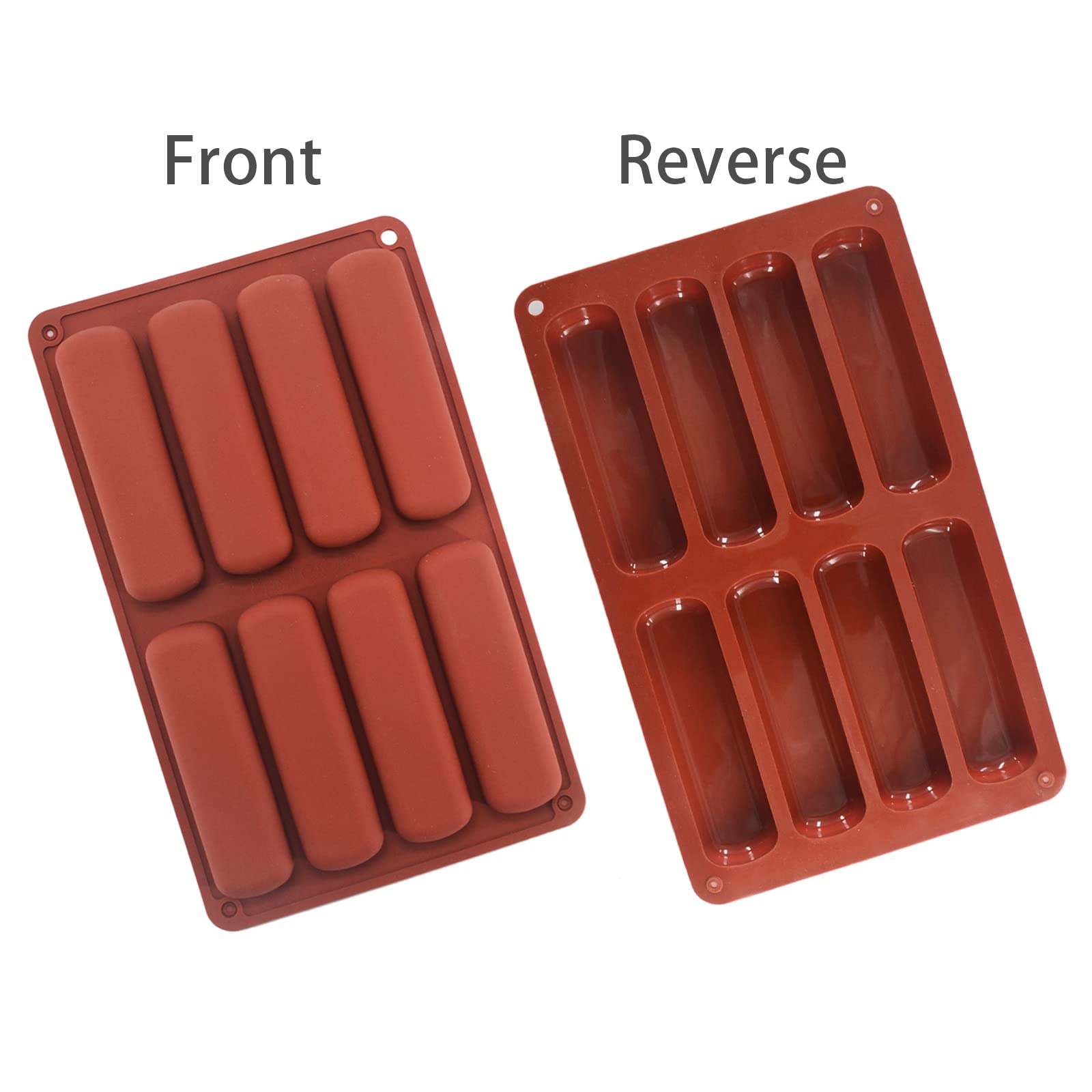 Emousport Cake Tools Silicone Classic Collection Shapes Finger Orange Non Stick Eclair 8 Forms Silicone Baking Mold