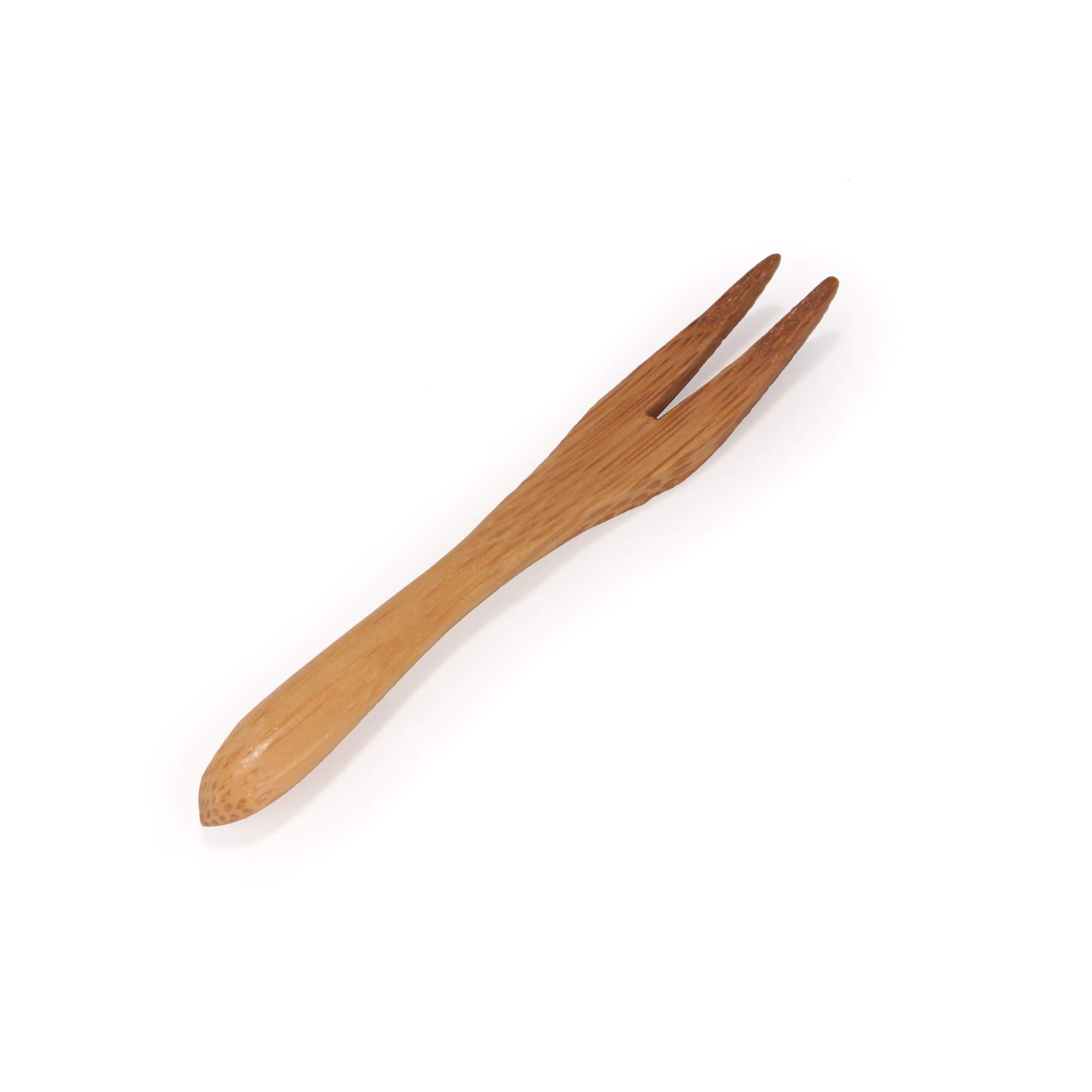 Bamboomn Reusable Bamboo Appetizer Forks Picks 3.7'' Carbonized Brown, 100 Pcs