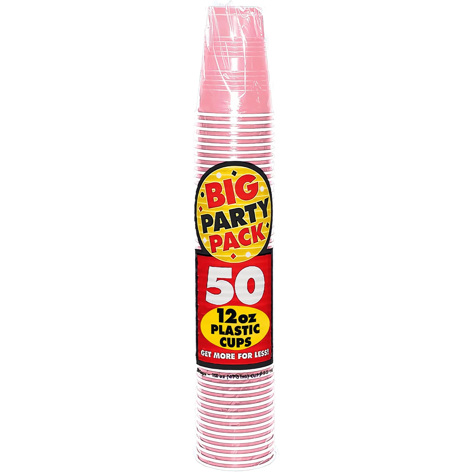 Amscan Big Party Pack, Durable Plastic Cups, 50 Count (Pack Of 1), New Pink