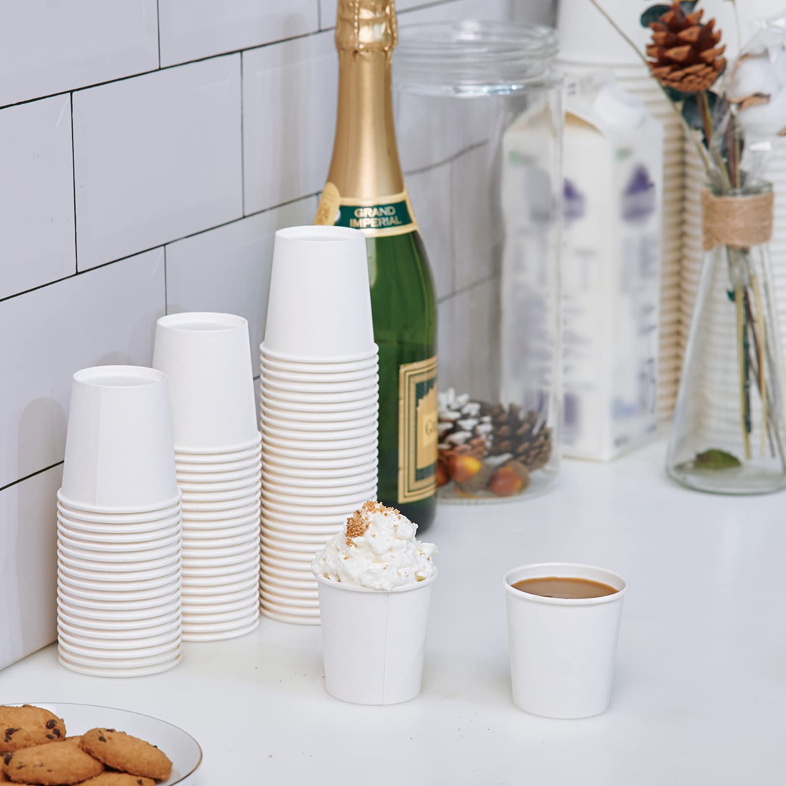 LITOPAK 500 Pack 4 oz Paper Cups  Disposable Coffee Cups  White Espresso Cups  Hot/Cold Beverage Drinking Cups for Party  Picnic  and Travel.