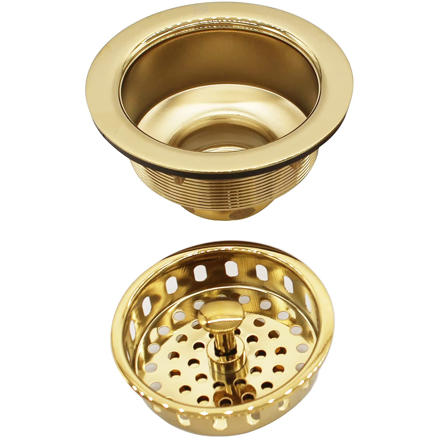 Westbrass R214-01 3-1/2-Inch Large Post Style Kitchen Sink Basket Strainer, Polished Brass