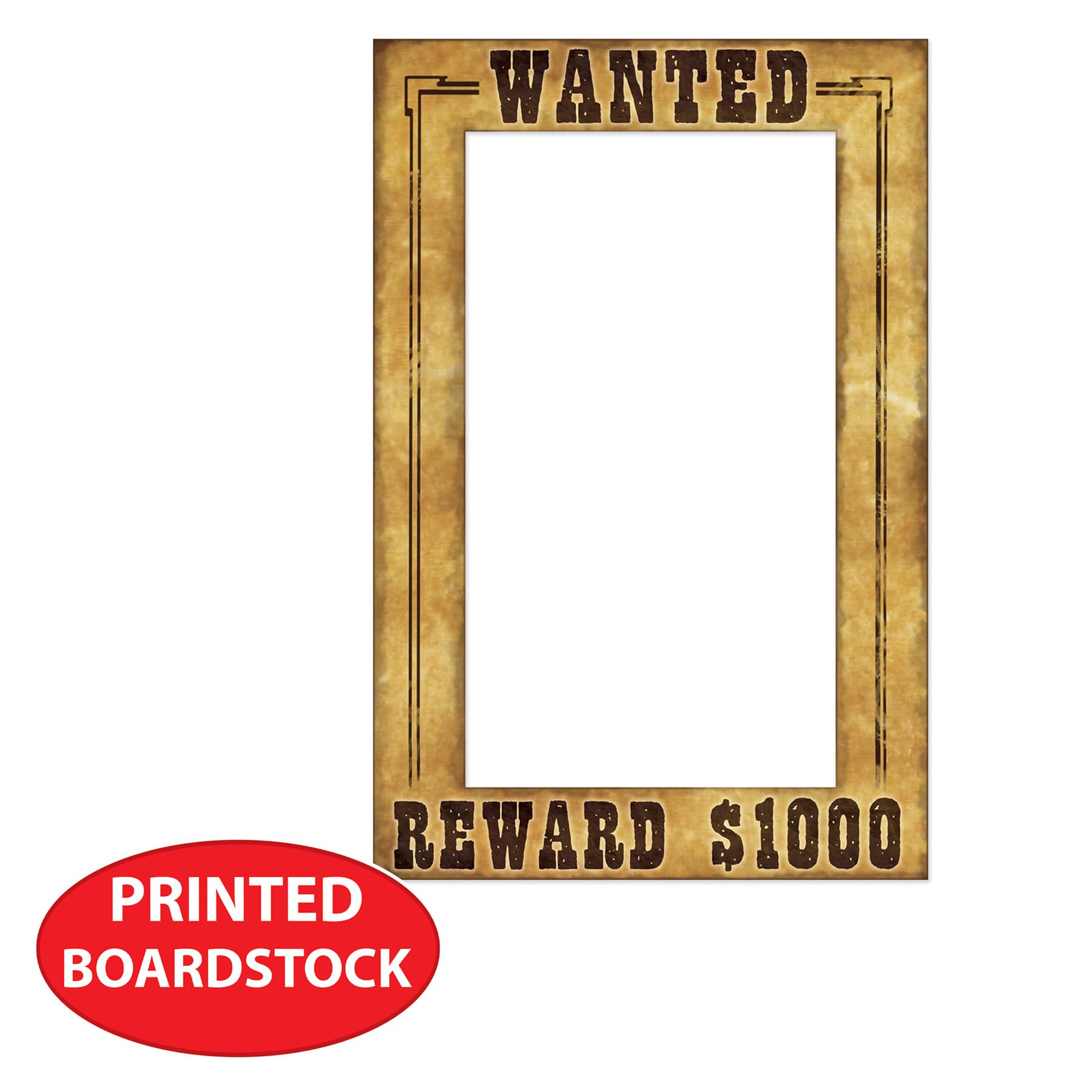 Beistle 2-Piece Western Wanted Photo Booth Selfie Frames, Wild West Cowboy Western Photo Op Props, Saloon Themed Party Supplies,
