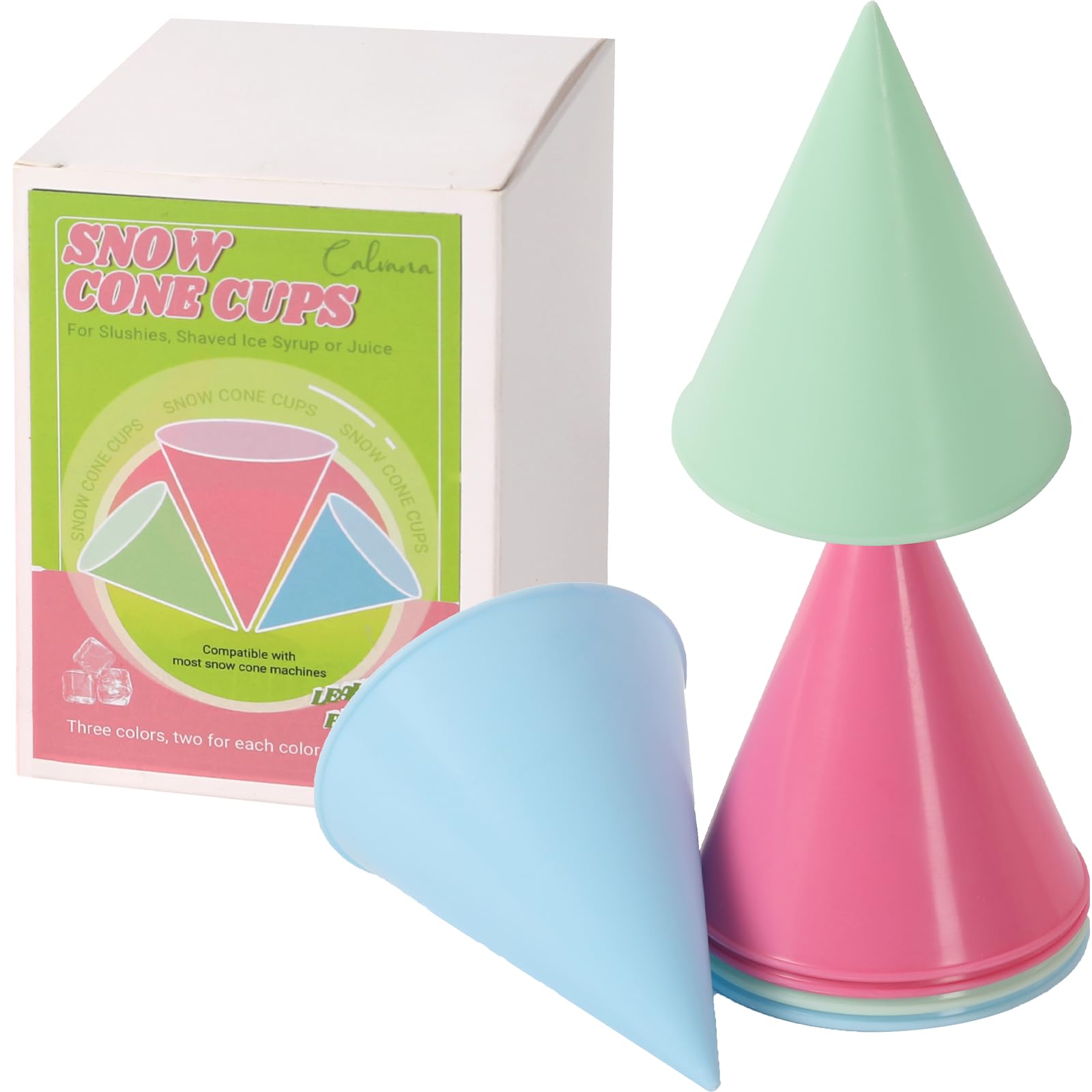 6-Pack Reusable Snow Cone Cups: Durable Plastic Cups For Your Snow Cone Maker - Leakproof Shaved Ice Cups - Ideal For Slushies,