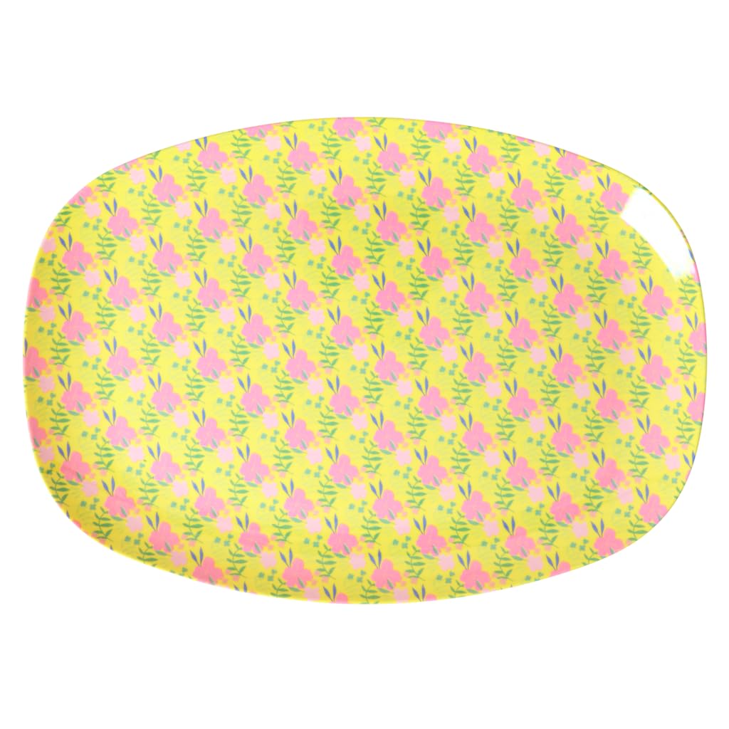 RICE BY RICE Yellow Sunny Days Print Rectangular Plate