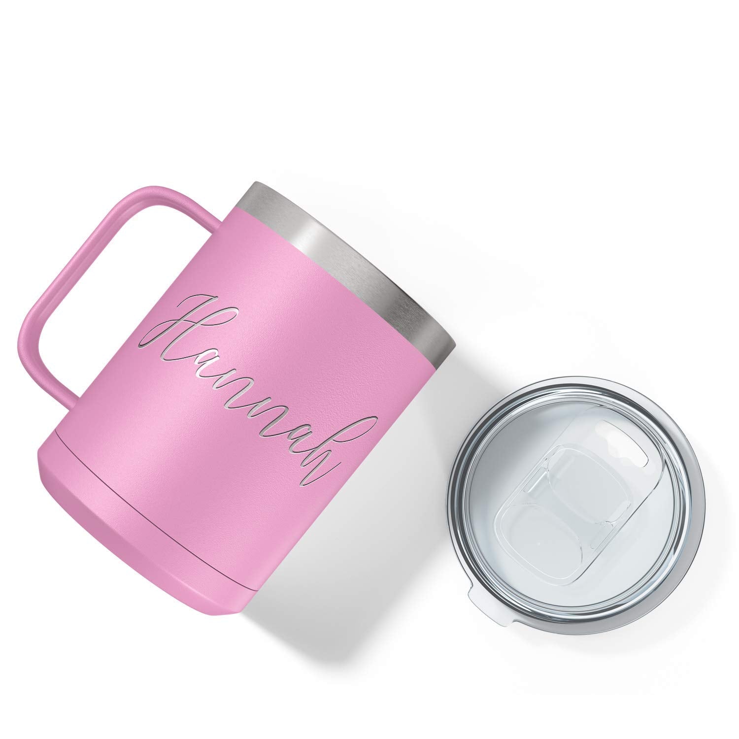 Personalized Coffee Mug Blush Matte Finish 15 oz with Handle Custom Engraved Gift Stainless Steel Vacuum Insulated Cup