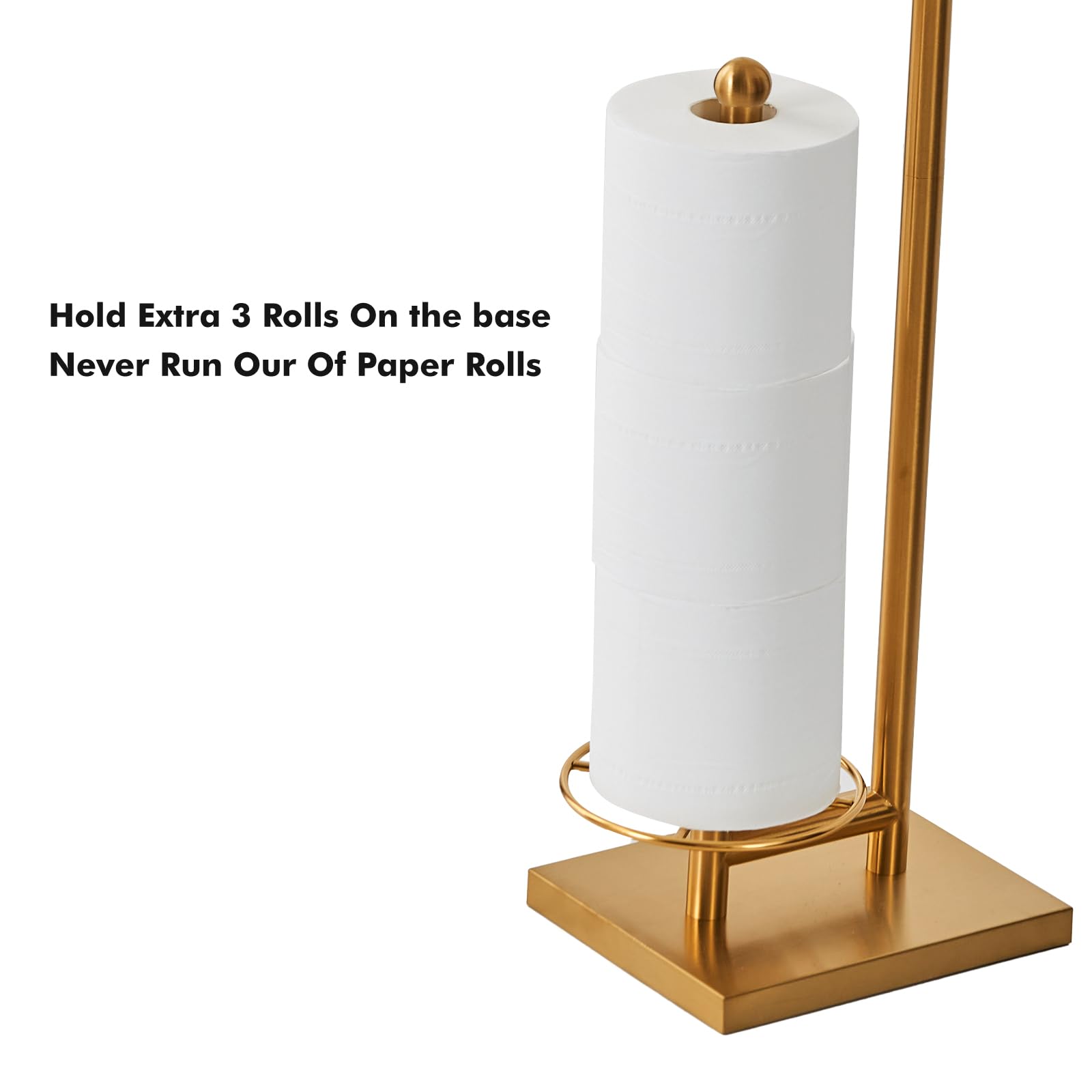 Sfemn Toilet Paper Holder With Tray At The Top, Heavy-Weighted Base No Wobbly, Freestanding Toilet Paper Rolls Stand, Hold Extra