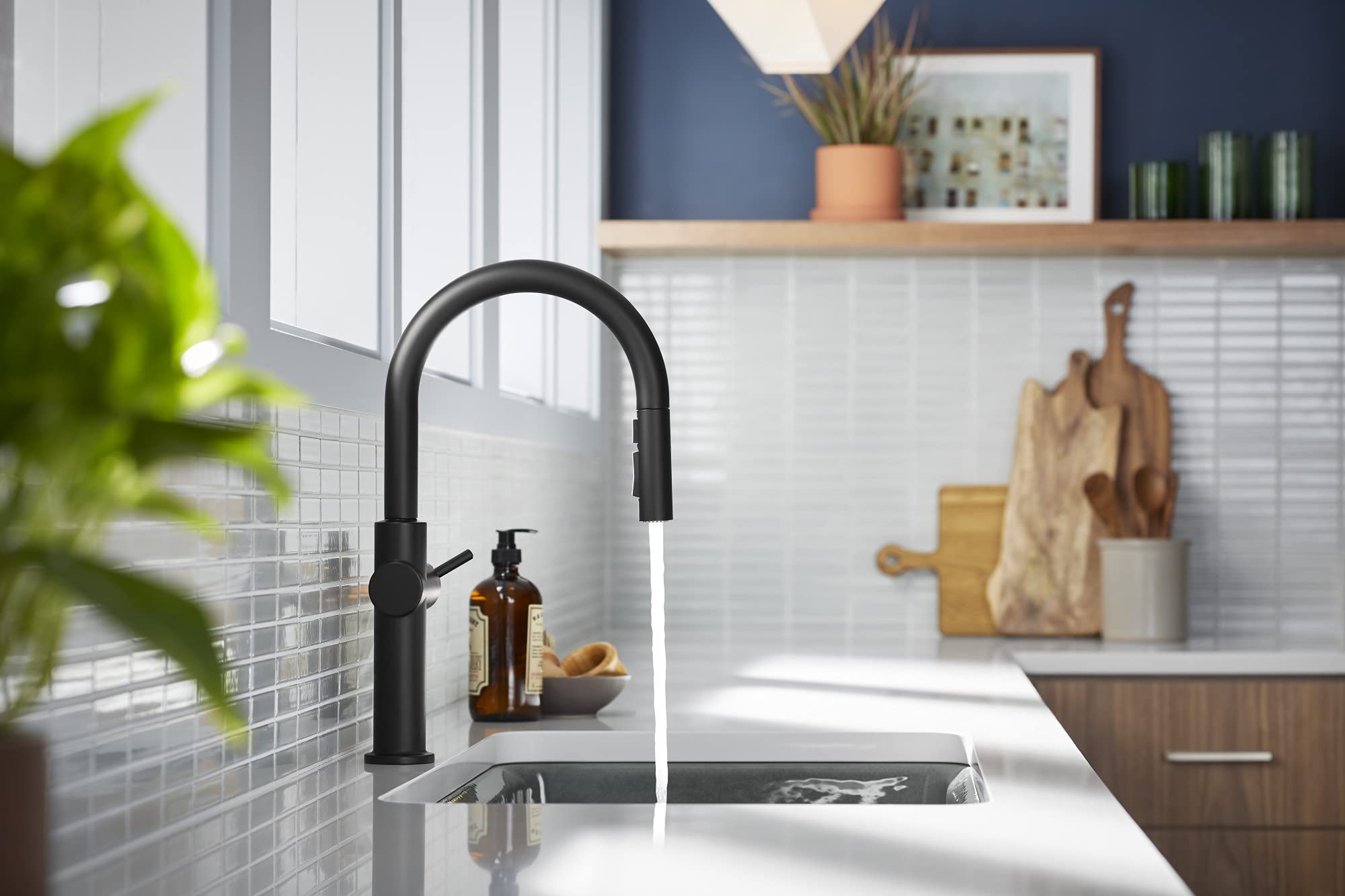 Kohler 22974-Bl Crue Touchless Kitchen Faucet With Pull Down Sprayer, Pull Down Kitchen Sink Faucet With Touchless Activation, K