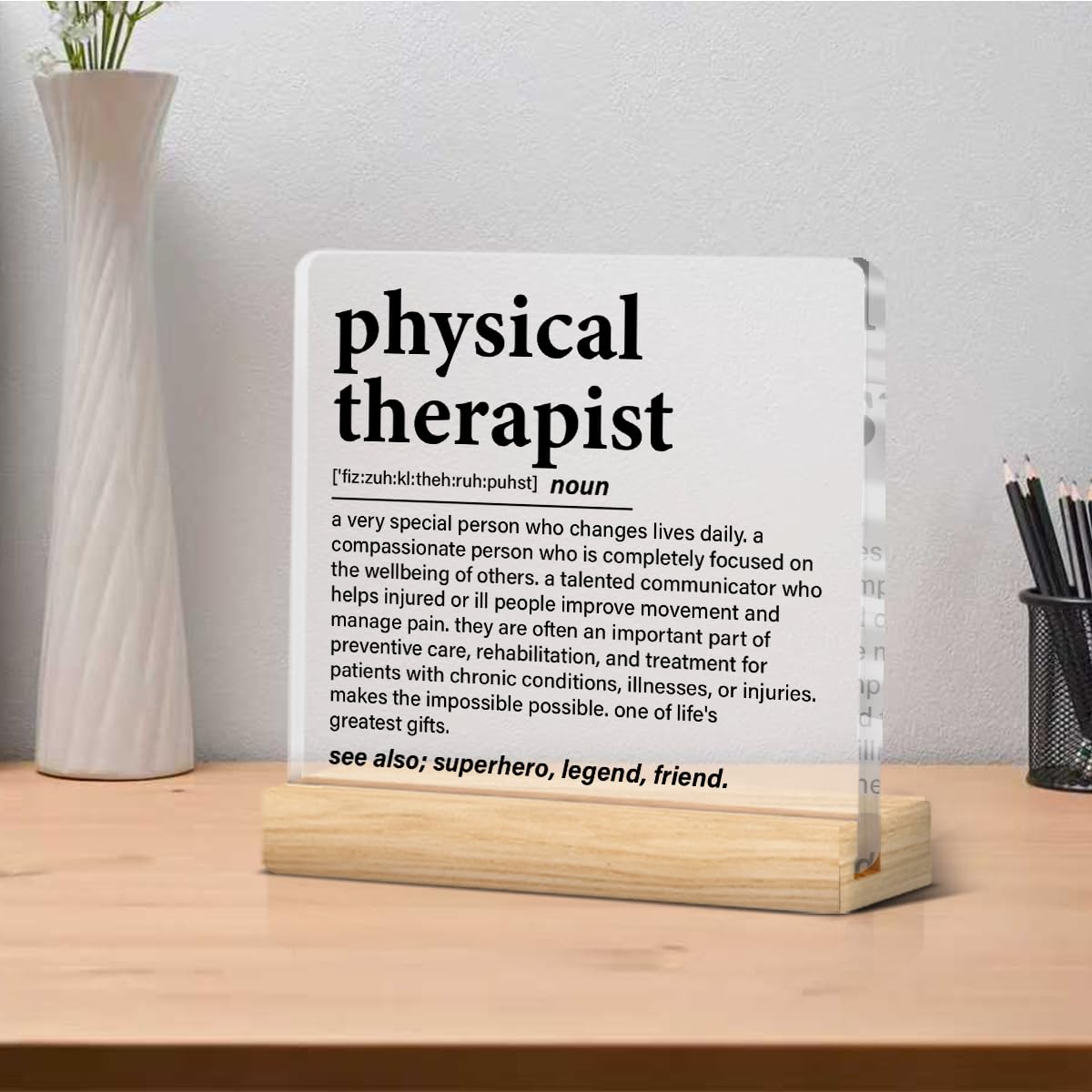 Physical Therapy Gifts, Physical Therapist Gift for Women Men, Funny Appreciation Gifts for Therapists Clear Acrylic Desk Decor