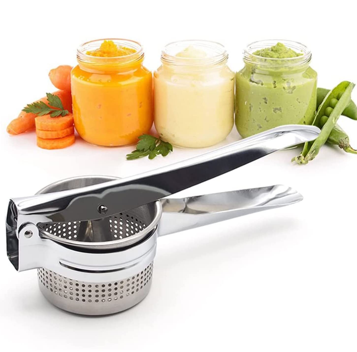 Newline Ny Stainless Steel Potato Presser Masher Ricer, Commercial Grade Tool To Press Mash Fruit Or Food