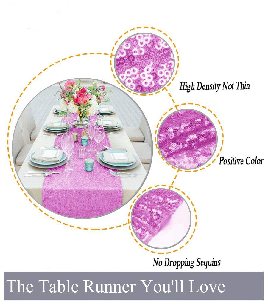 Shinybeauty 12X72-Inch Rectangle-Lavender-Sequin Table Runner- For Wedding/Party/Decor Lilac Table Runner Table Runner 72 Inches