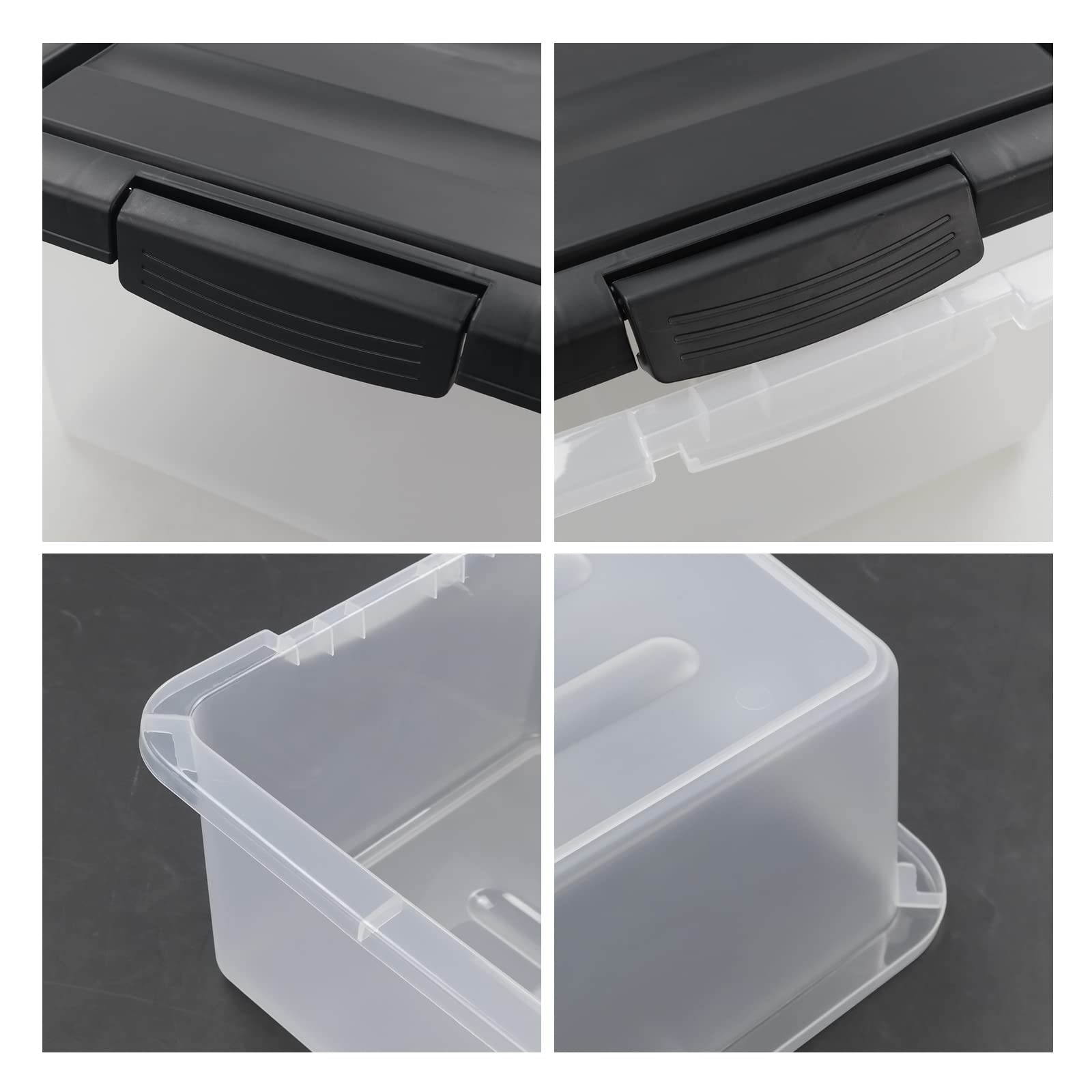 Teyyvn 14 L Clear Storage Box, 2-Pack Plastic Storage Bin With Black Lid