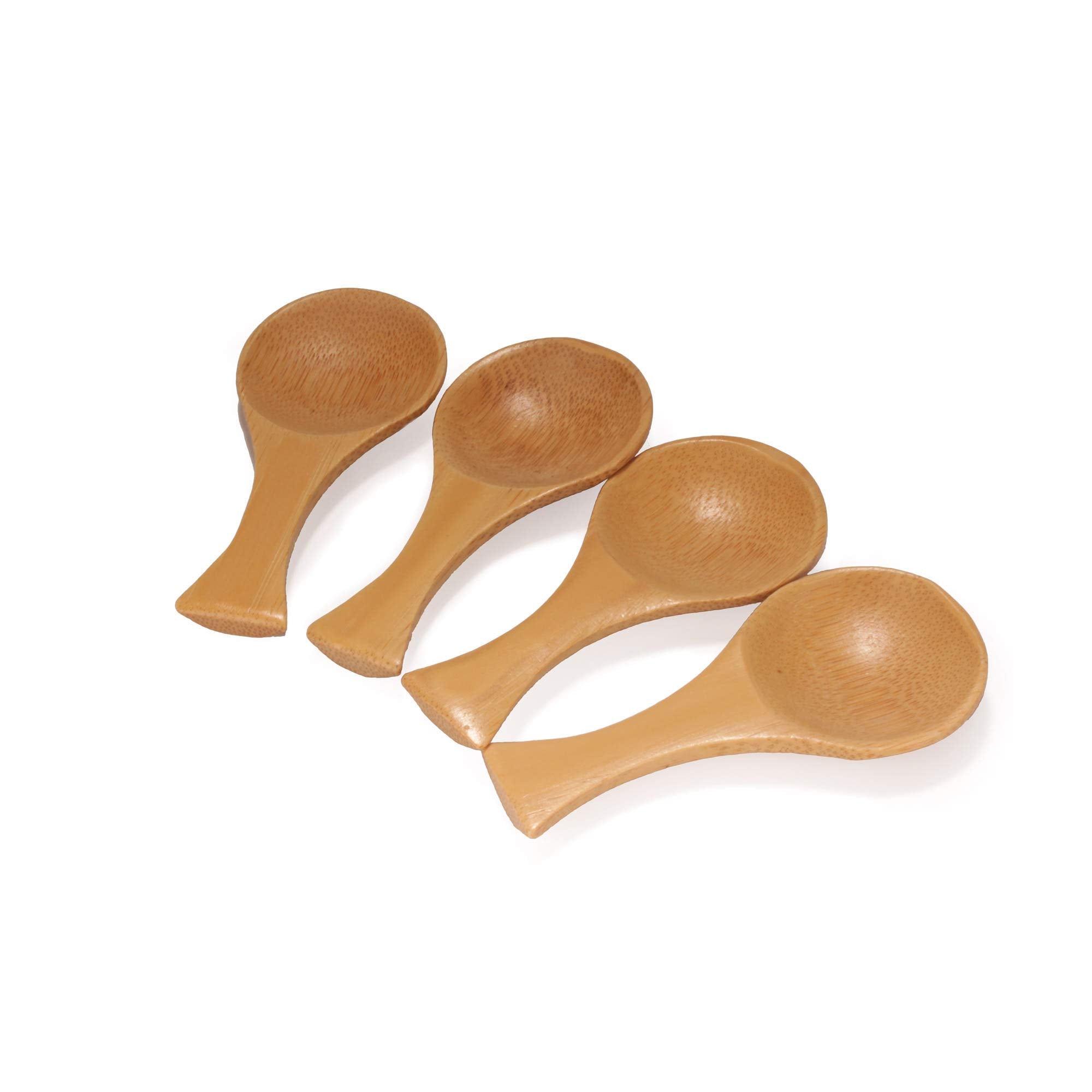 Bamboomn - 3.5'' Small Solid Bamboo Round Scoop, 10Pcs