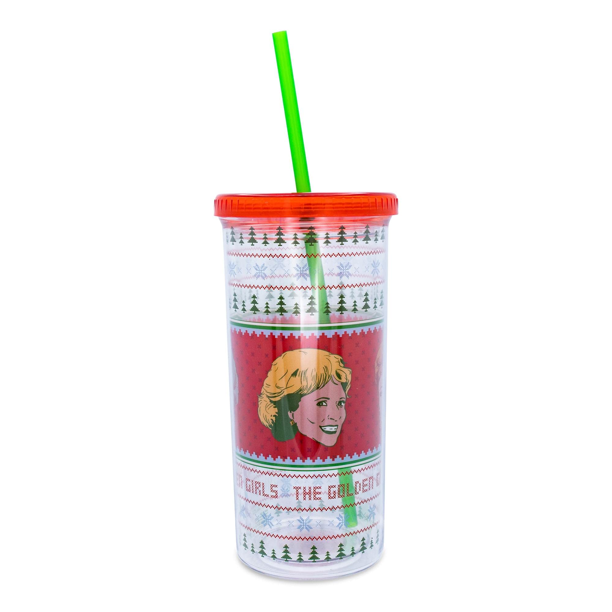 The Golden Girls Holiday Sweater Carnival Cup With Lid And Straw