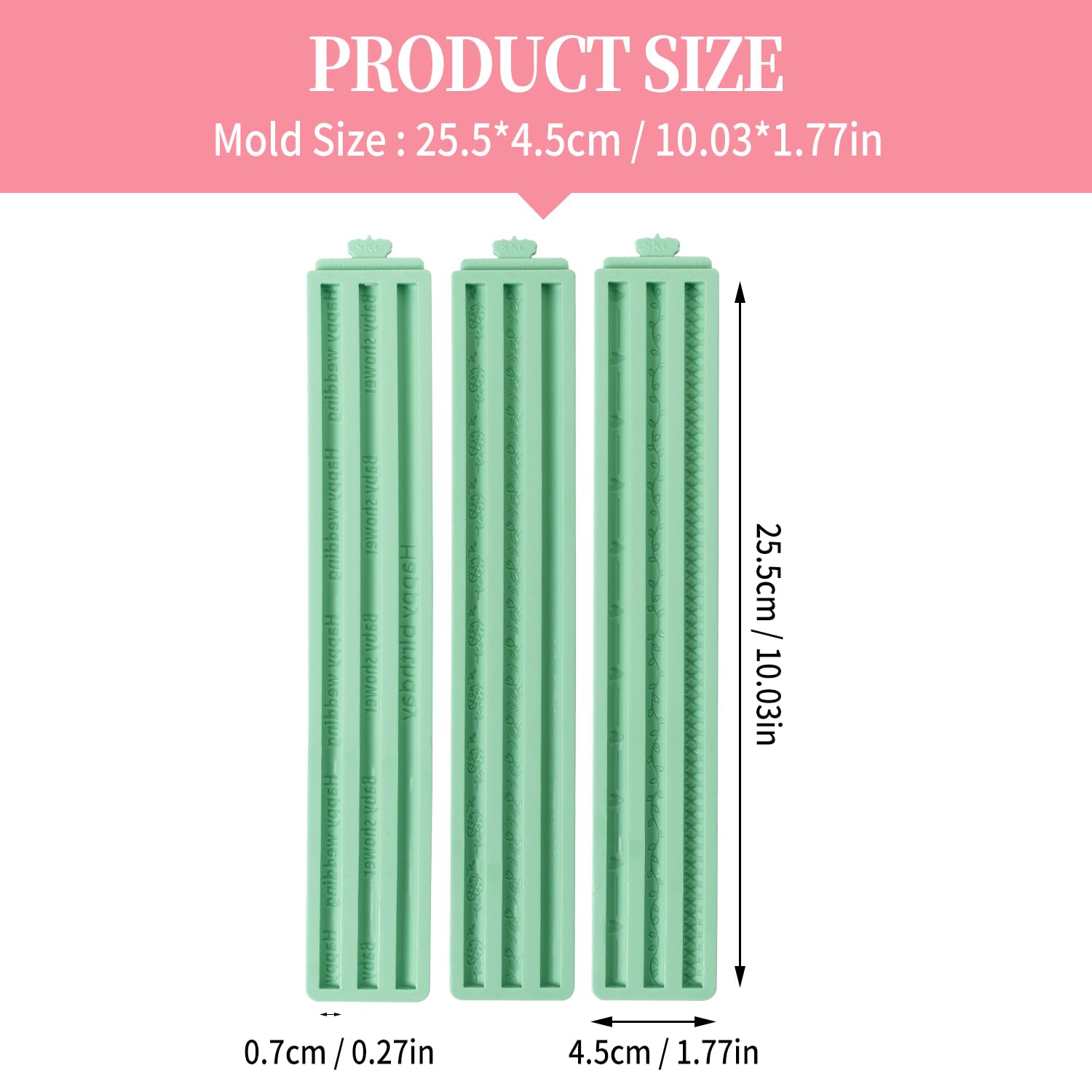 Kalaien Hemp Rope Fondant Molds, Baroque Silicone Molds For Crafts, Clay Mold With String Iod Mold For Cake Border, Knitting Cak