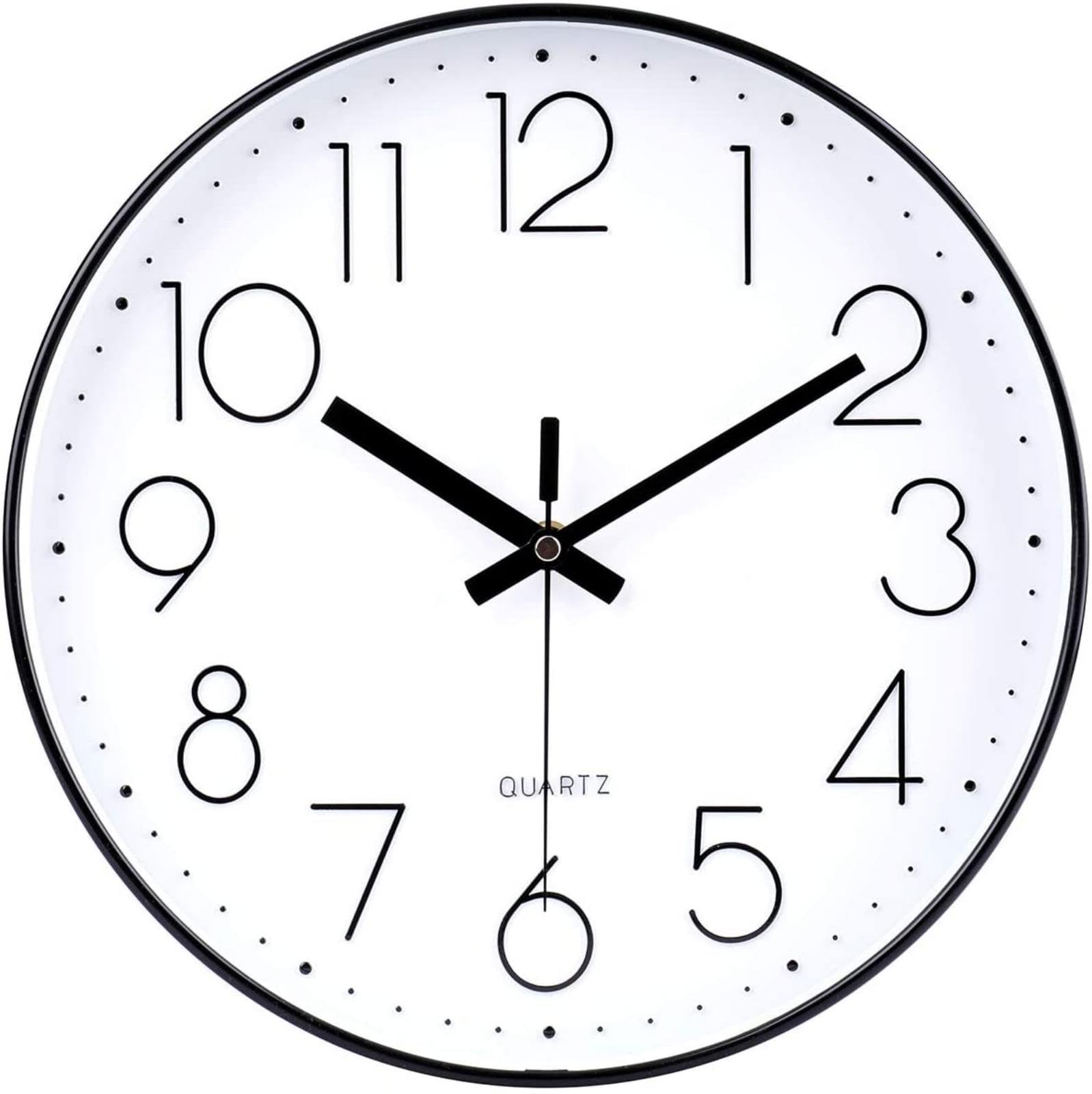 8 Inch Small Black Wall Clocks Silent Non Ticking Battery Operated For Bedroom Bathroom Kitchen Office