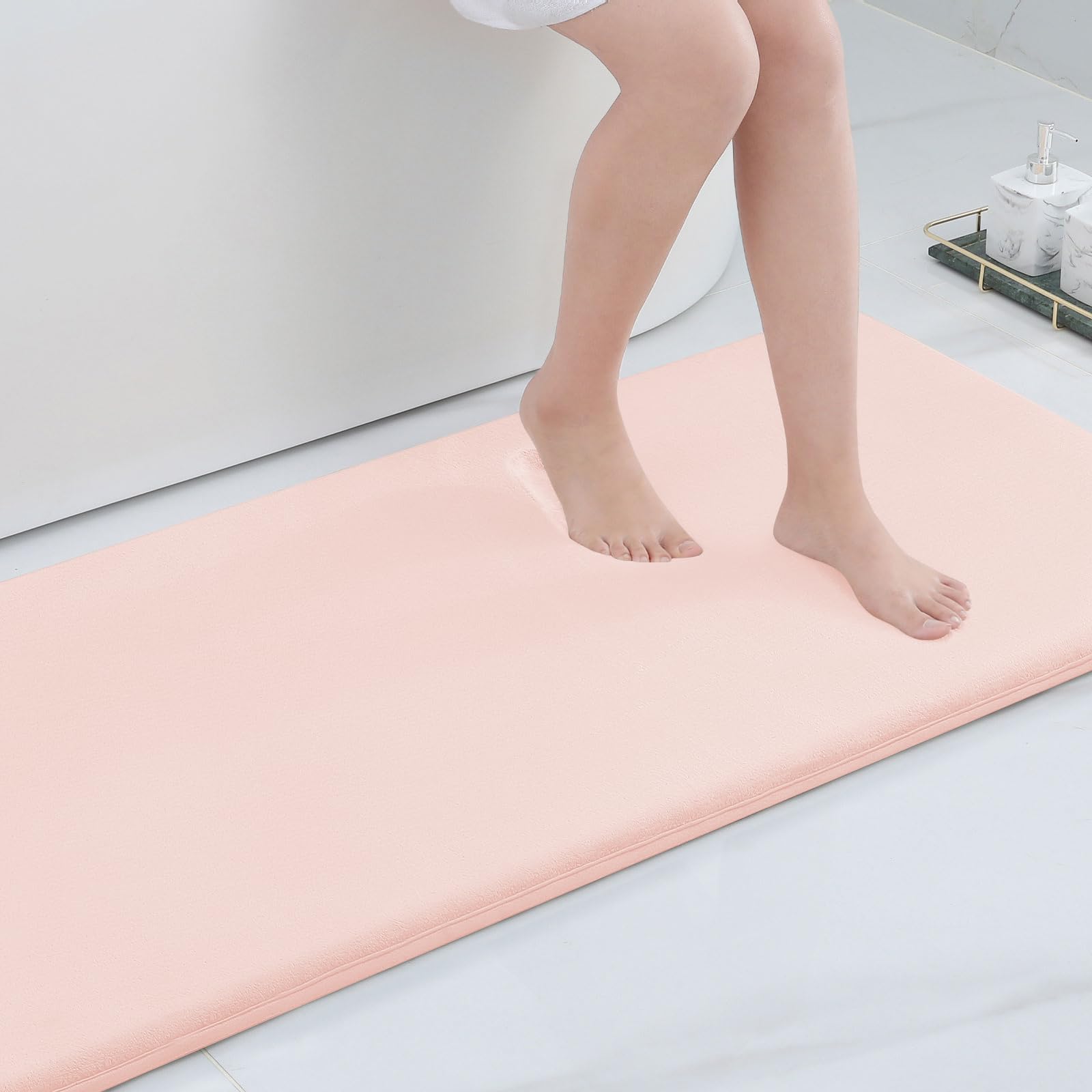 Smiry Memory Foam Bath Mat 70 x 24, Extra Soft Absorbent Bathroom Rugs Non Slip Bath Rug Runner for Shower Bathroom Floors, 