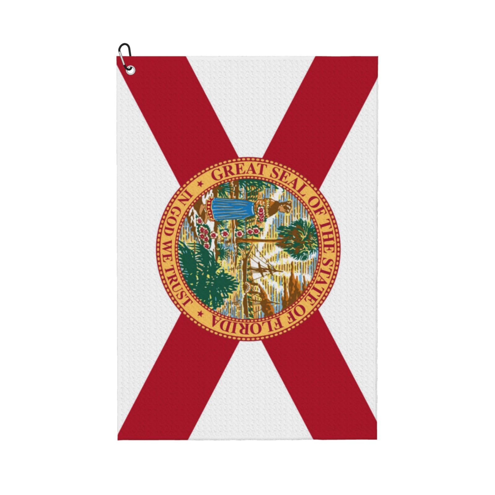 REVENEVER Florida Flag Golf Towel Microfiber Golf Towel for Golf Bags with Carabiner Golf Accessories for Men and Women