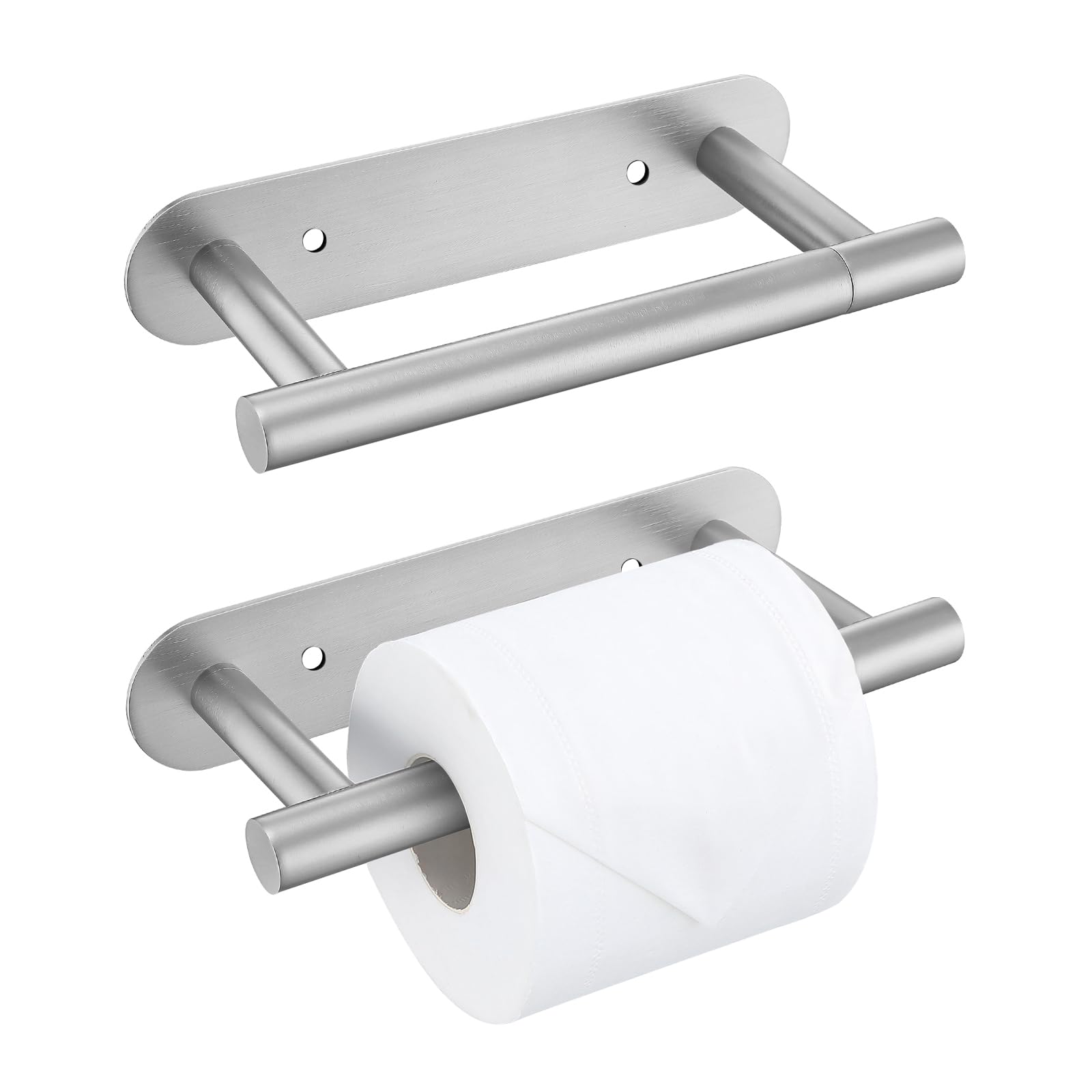 2 Pieces Brushed Nickel Toilet Paper Holder, Upgraded Commercial Toilet Paper Dispenser Toilet Roll Holder, Modern Double Base P