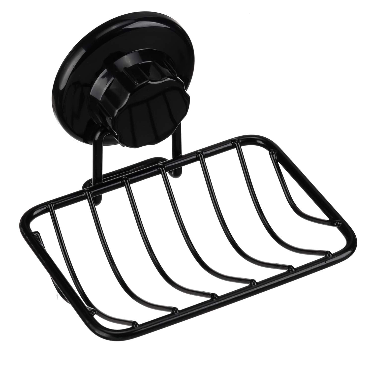 iPEGTOP Super Powerful Vacuum Suction Cup Shower Soap Dish - Strong Rustproof Stainless Steel Soap Saver Sponge Holder for Bathroom & Kitchen Sink  Black