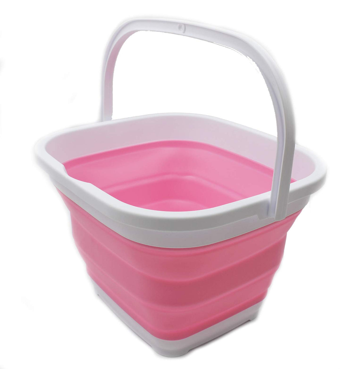 Sammart 11L (2.9 Gallon) Collapsible Rectangular Handy Basket/Bucket (1, White/Pink)