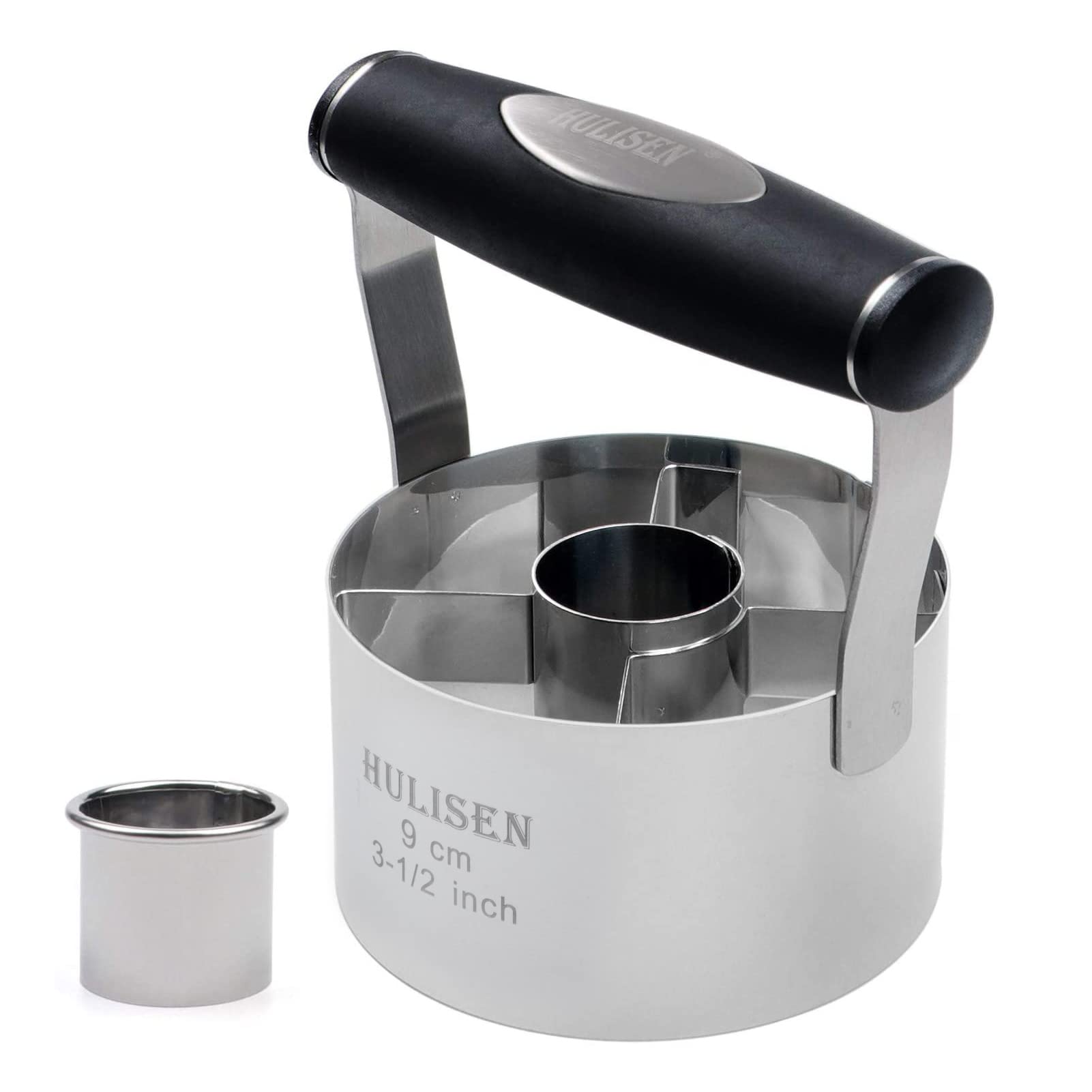 HULISEN Donut Cutter  3.5 inch Stainless Steel Doughnut Cutter with Soft Grip Handle  and Small Biscuit Cutter  Professional Baking Dough Tools  Gift Package