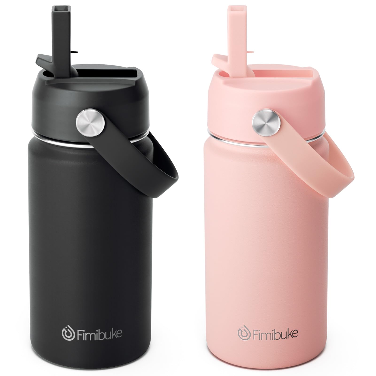 Fimibuke Kids Insulated Water Bottle - 14Oz Bpa-Free Double Wall Vacuum Tumbler 18/8 Stainless Steel Leak Proof Kids Cups With S