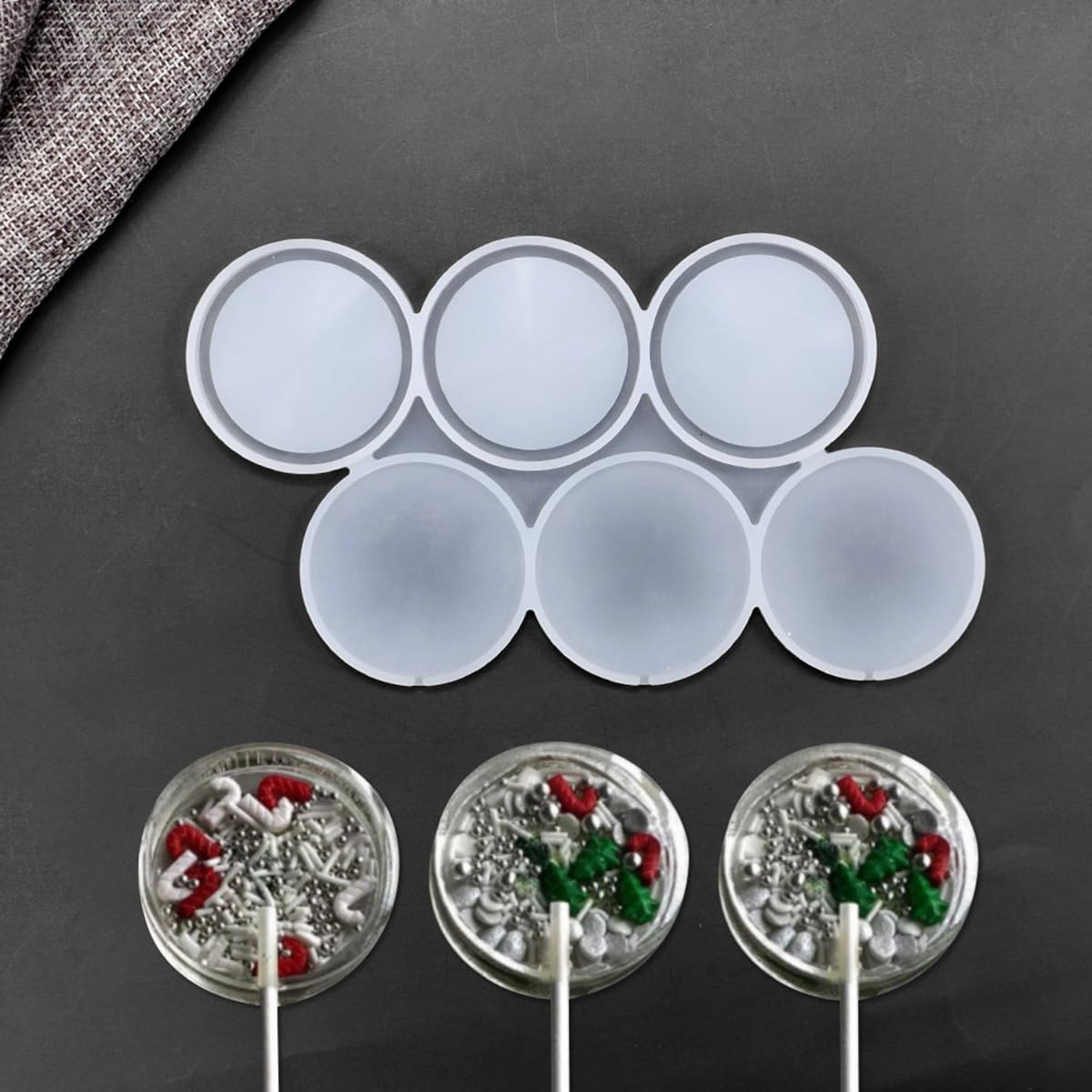Mostsom 3D Round Lollipop Mold Silicone Candy Mold Diy Manual Candy Creative Jewelry Popular Color Silicone Lollipop Mold 2Pcs (