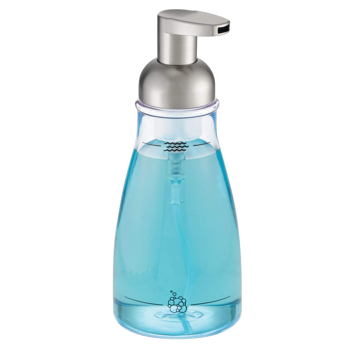 Idesign Foaming Soap Dispenser For Kitchen, Bathroom, Sink, Vanity, 3'' X 3'' X 7.5'', Clear And Brushed Nickel