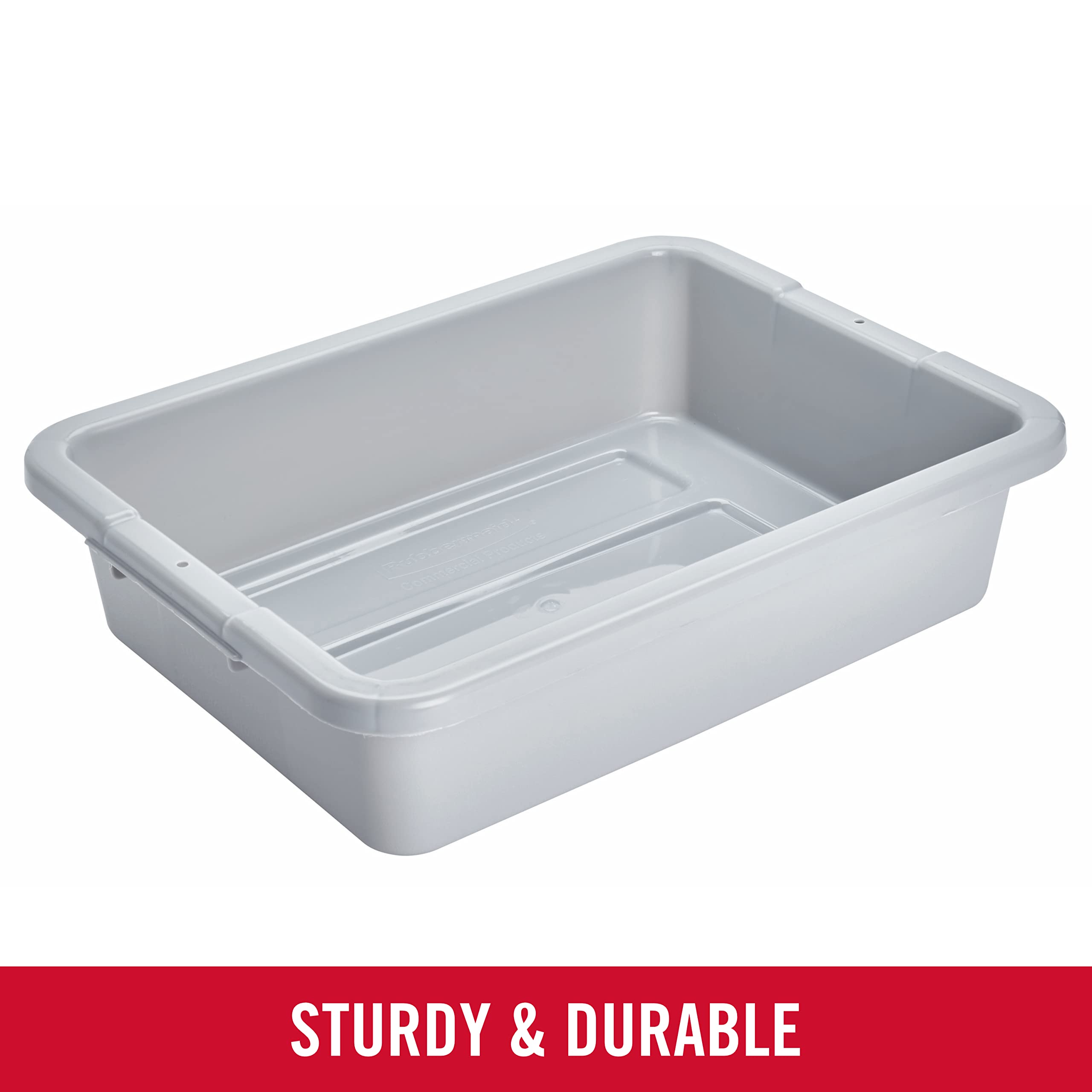 Rubbermaid Commercial Products Standard Bus/Utility Box, 4.6-Gallon, Gray, Plastic, Heavy Duty Restaurant Wash Basin/Dish Washin