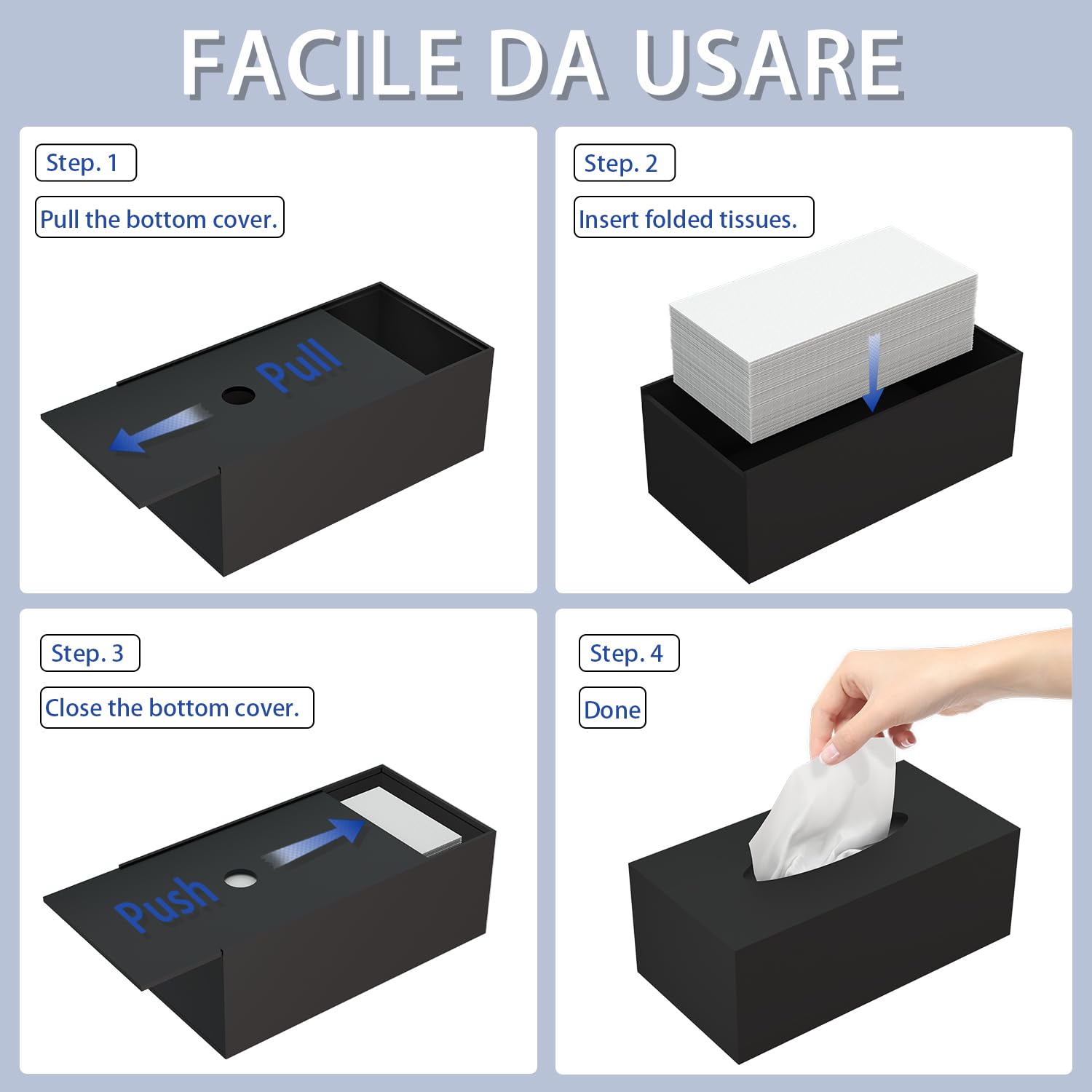 Acrylic Tissue Box Holder, Pitbvo Rectangular Shiny Black Tissue Box Cover, Table Dryer Sheet Dispenser For Car, Bathroom, Bedro