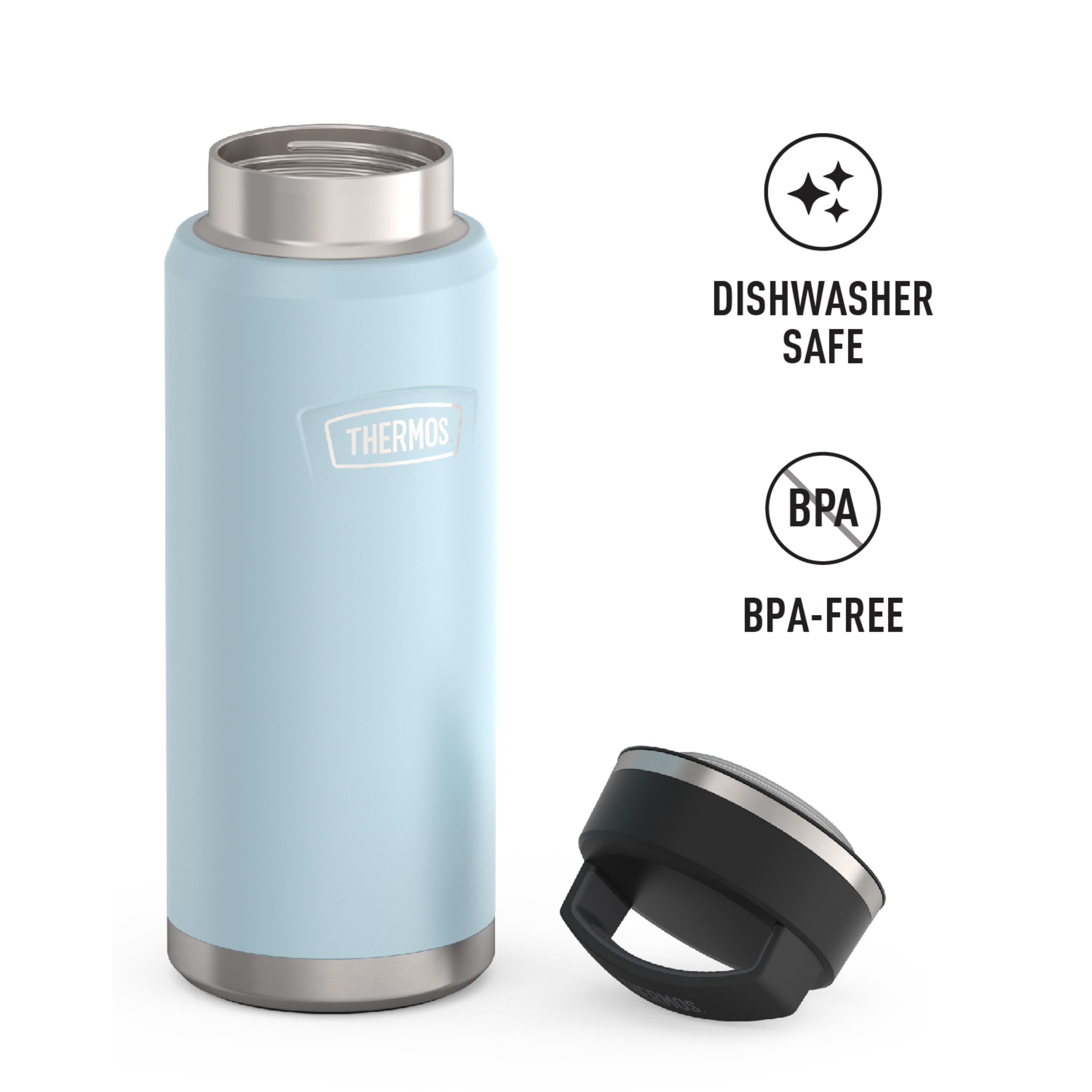Icon Series By Thermos Stainless Steel Water Bottle With Screw Top Lid, 40 Ounce, Glacier