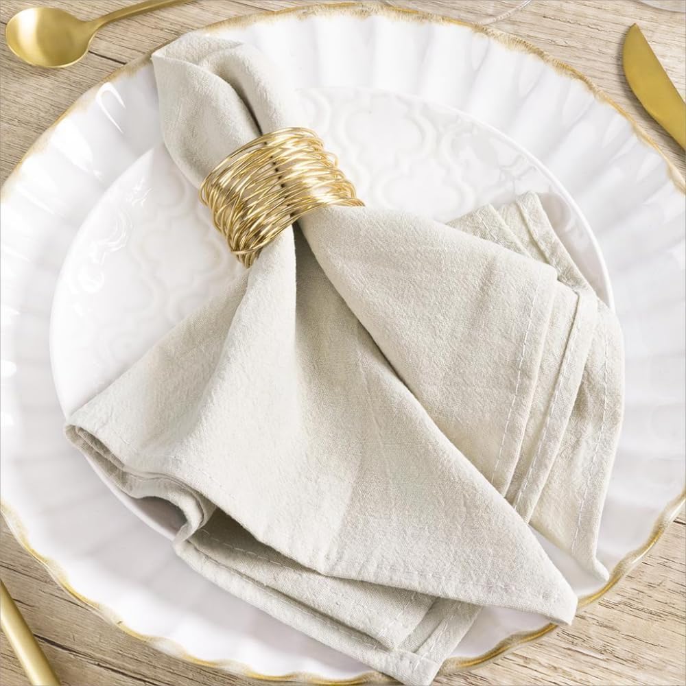 Mlmw Linen Cloth Napkins Set Of 6 Boho Spring Cotton Natural Dinner Napkins Cloth Bulk Washable 16''  16'' For Rustic Wedding Pa