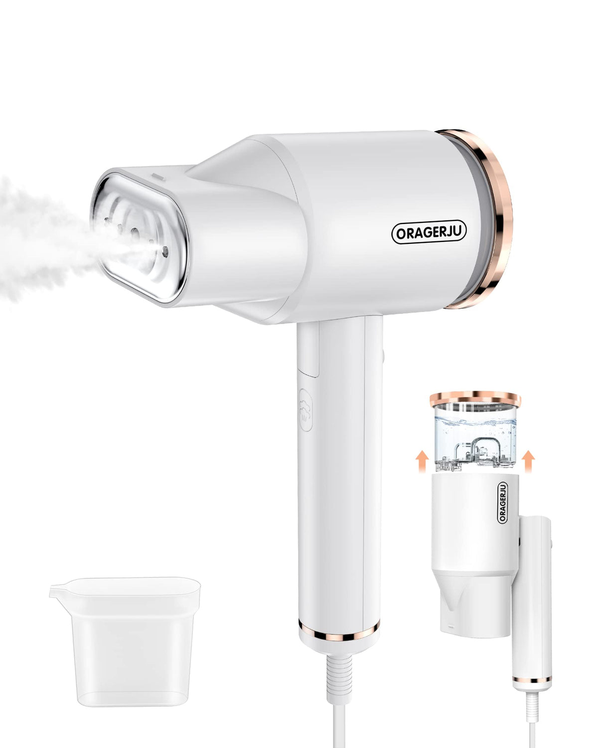 Portable Steamer For Clothes, Oragerju 2 In 1 Handheld Steamer And Iron, 15S Fast Heat-Up, 2 Steam Modes, 1200W Auto Shut-Off Ga