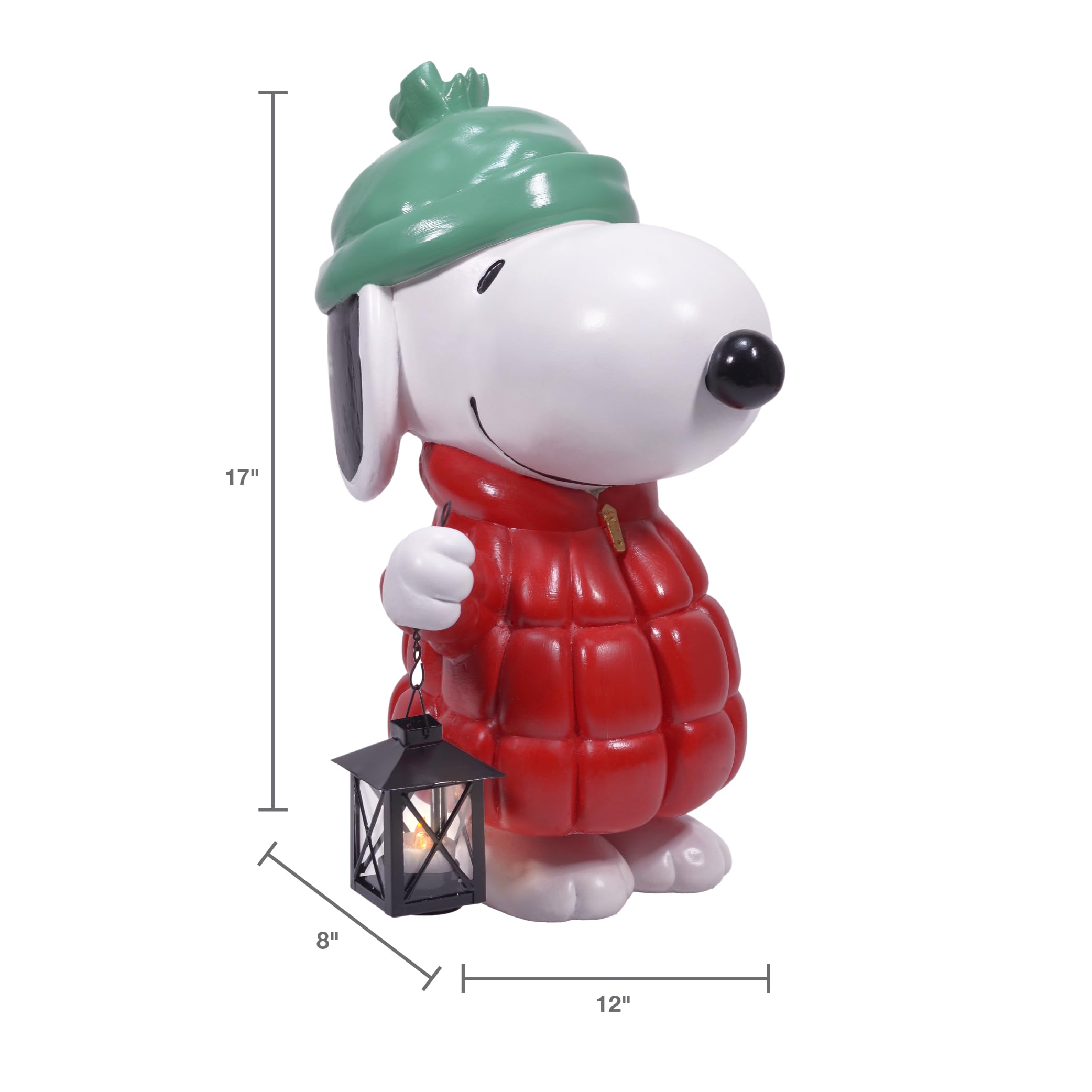 Mark Feldstein, Peanuts Snoopy Puffer Jacket LED Porch Greeter, 17 Inch