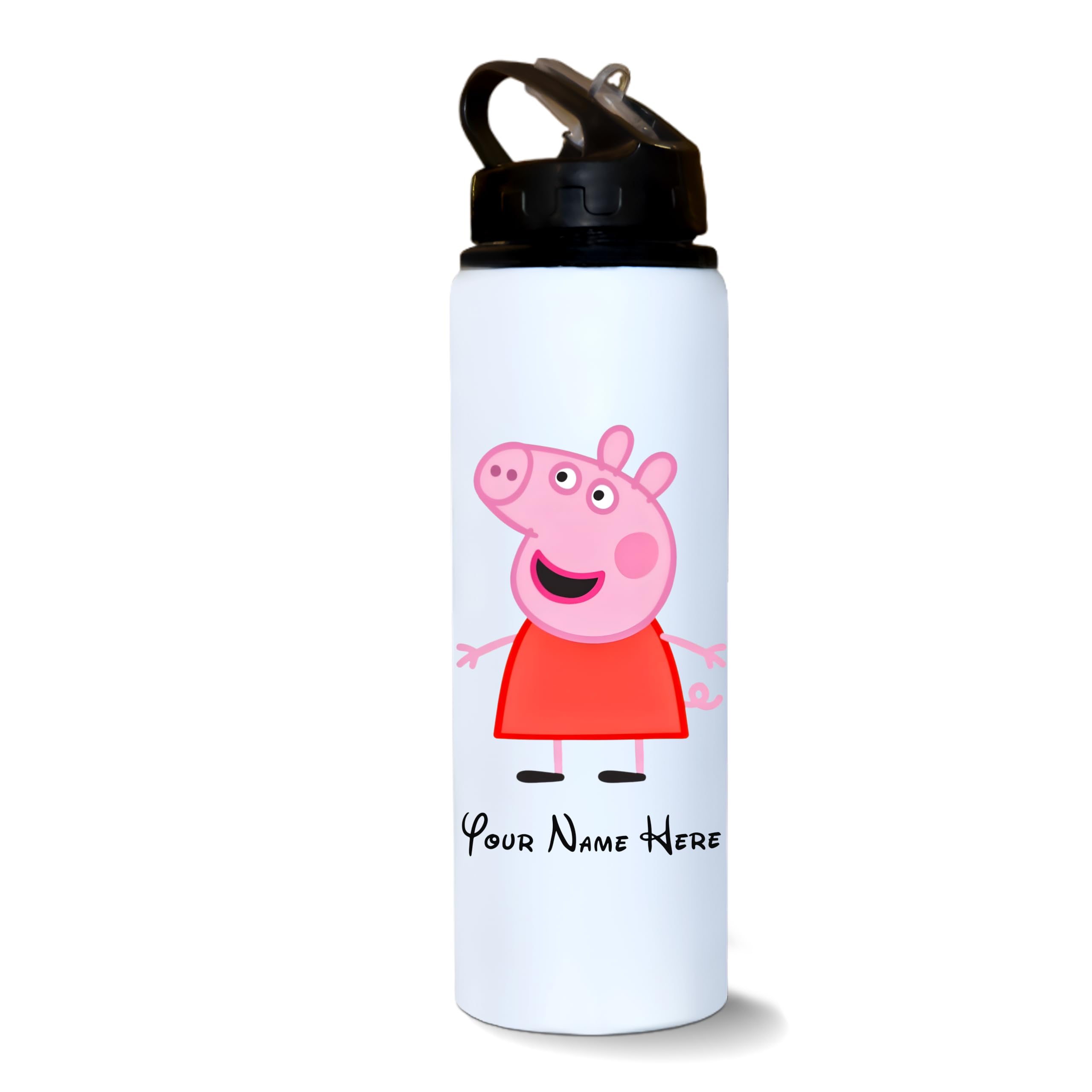 Savri Personalized Gifts Cartoon Water Bottle 750 Ml  Customized Name Printed Aluminium Sipper Bottle For Kids Cartoon Charact