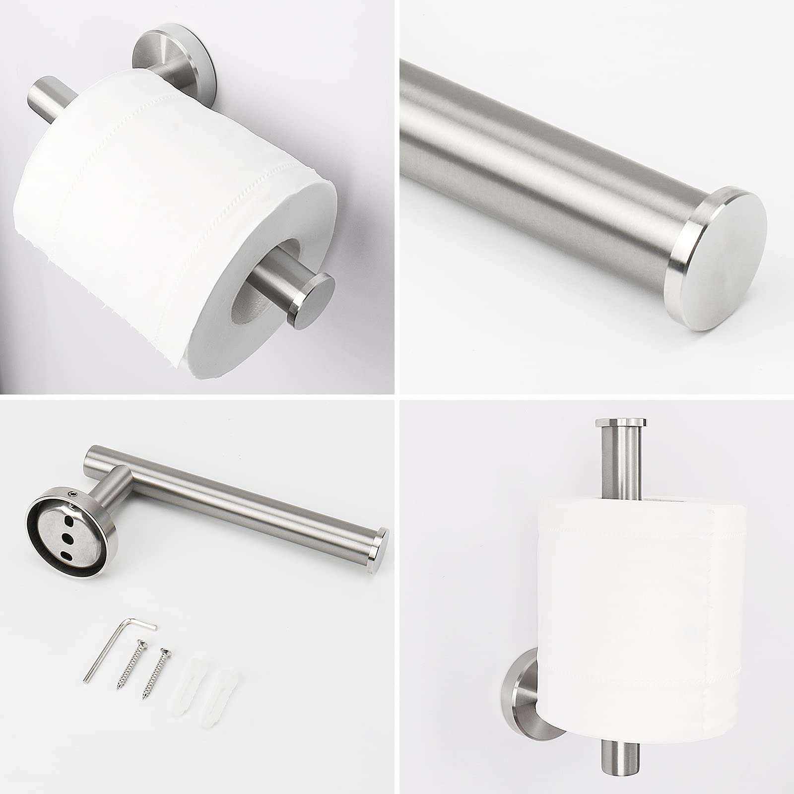 NearMoon 2 Pieces Bathroom Hardware Accessories  Towel Ring and Toilet Paper Holder- Stainless Steel Bathroom Towel Hanger and Hand Towel Holder  Wall Mounted (Brushed Nickel)