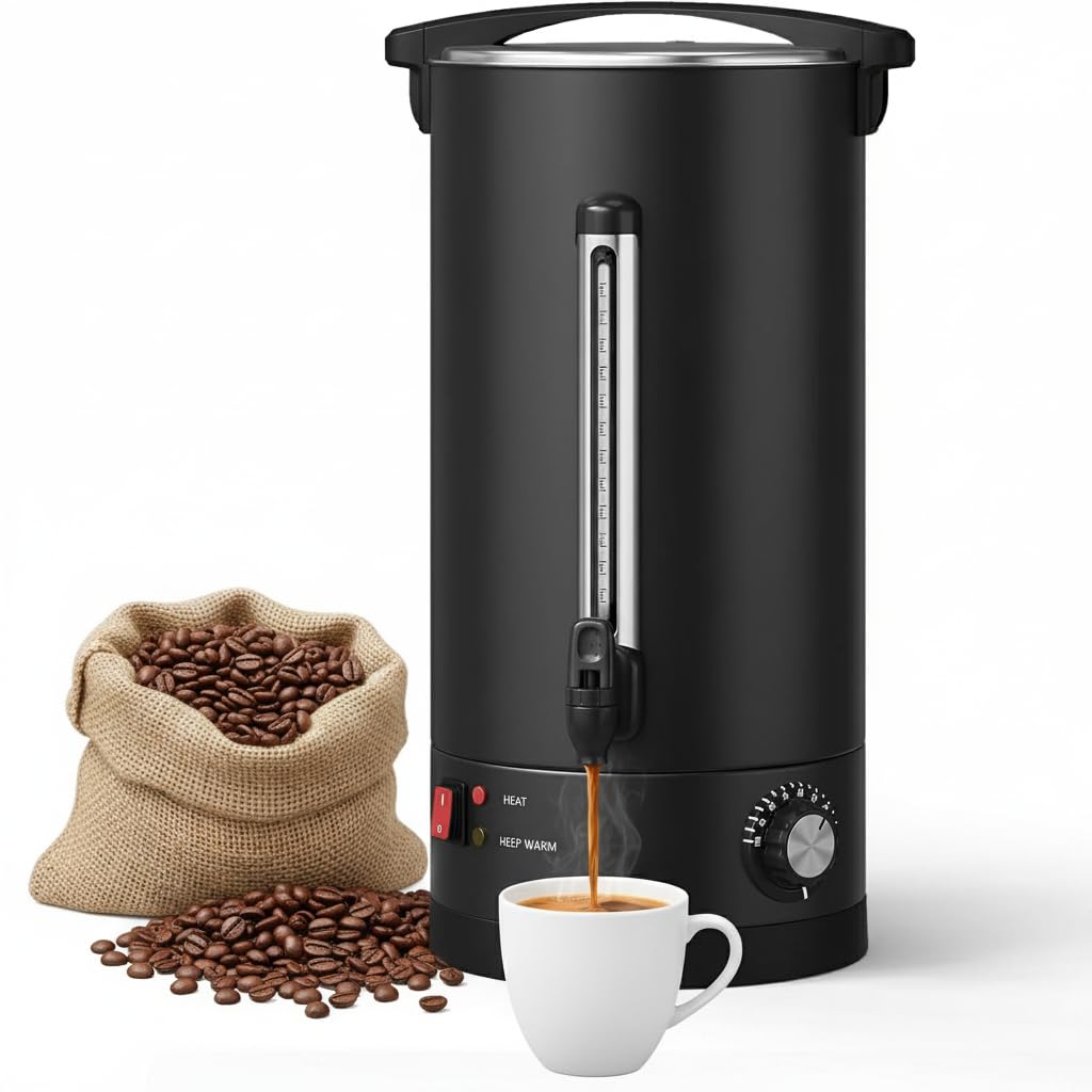 120 Cup Coffee Urn, 18L/4.8Gal Stainless Steel Hot Beverage Dispenser, Fast Brew Rapid Extraction, Auto Temperature Control Fauc