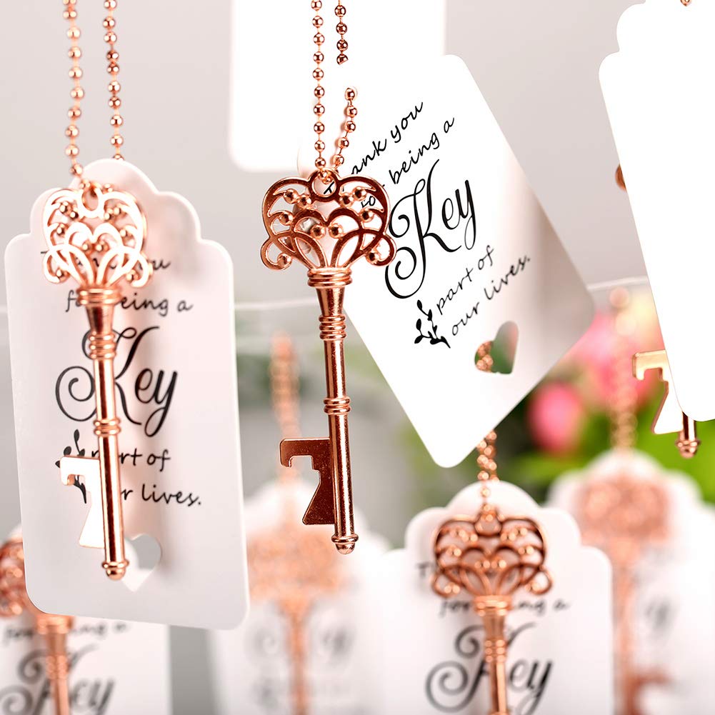 Wodegift 60 Pcs Bridal Shower Favors,Wedding Favors Key Bottle Opener With Thank You Card Tag And Key Chains,Wedding Souvenirs F