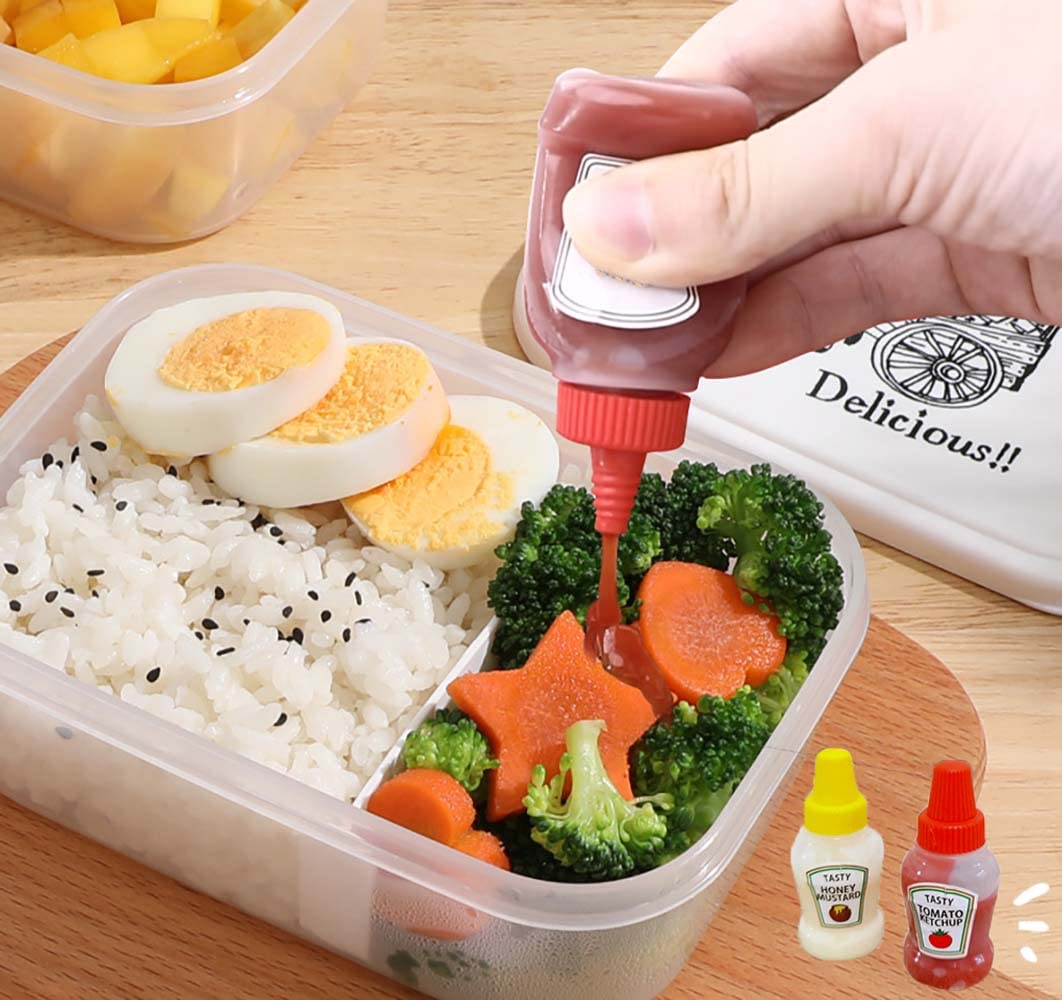 Thyulife 8Pcs Mini Condiment Squeeze Bottles With Cleaning Brush, 25Ml Leakproof Mini Ketchup Sauce Bottles Refillable Ketchup/S
