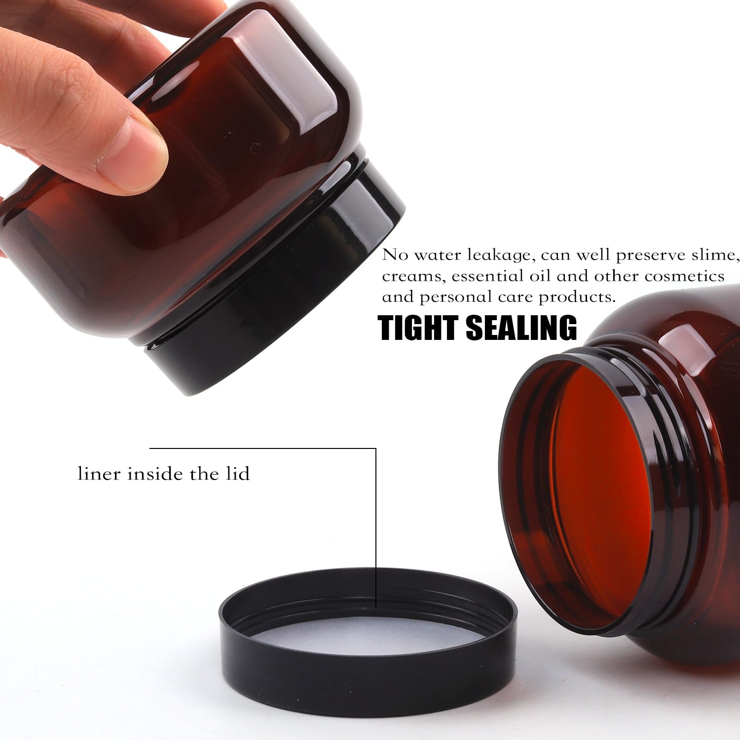 Amber Plastic Jars With Lids, 12 Pack Brown Body Scrub Jars Empty Refillable Containers Round Low Profile Samples Jars For Lotio