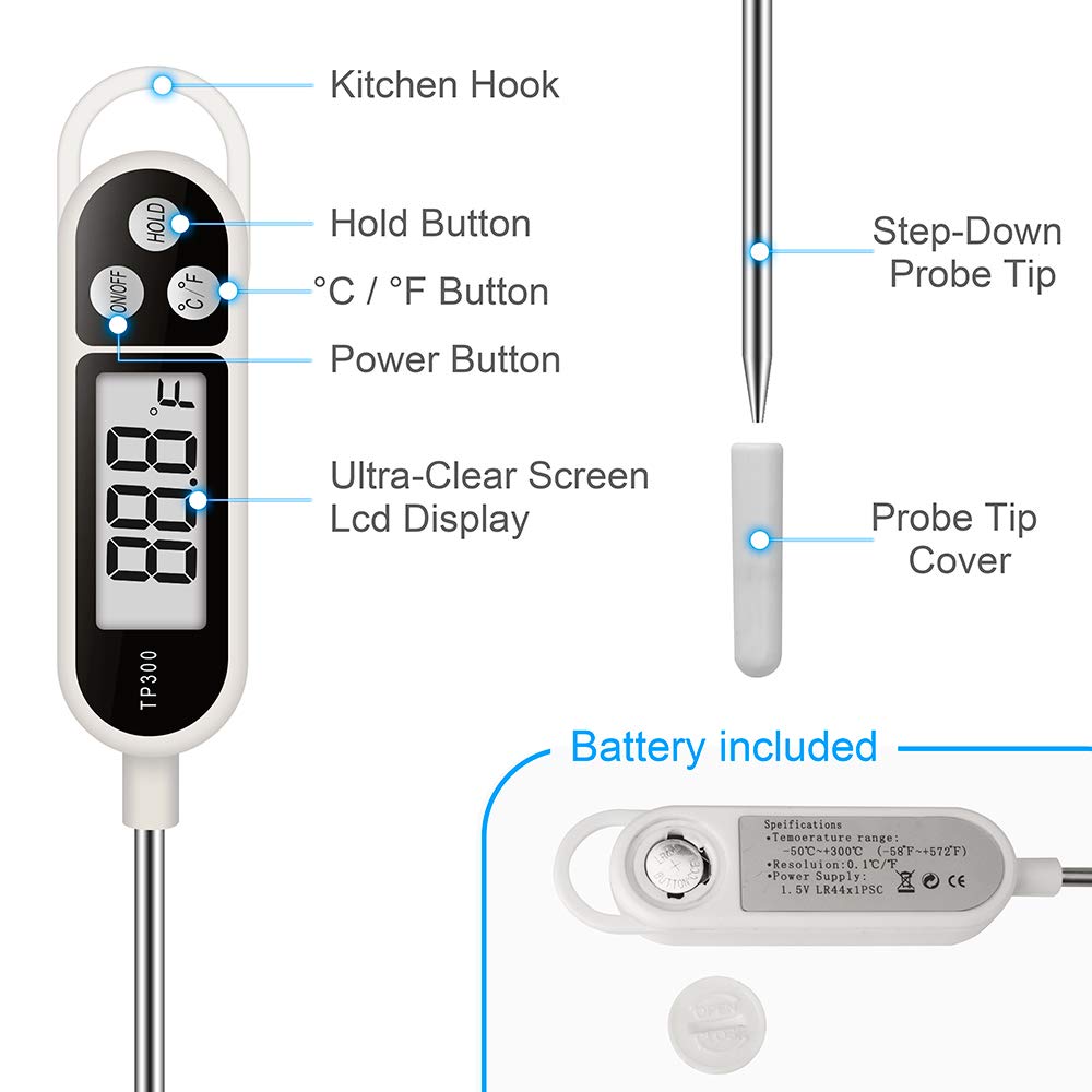 Digital Instant Read Meat Thermometer Kitchen Cooking Food Candy Thermometer For Oil Deep Fry Bbq Grill Smoker Thermometer By Ai