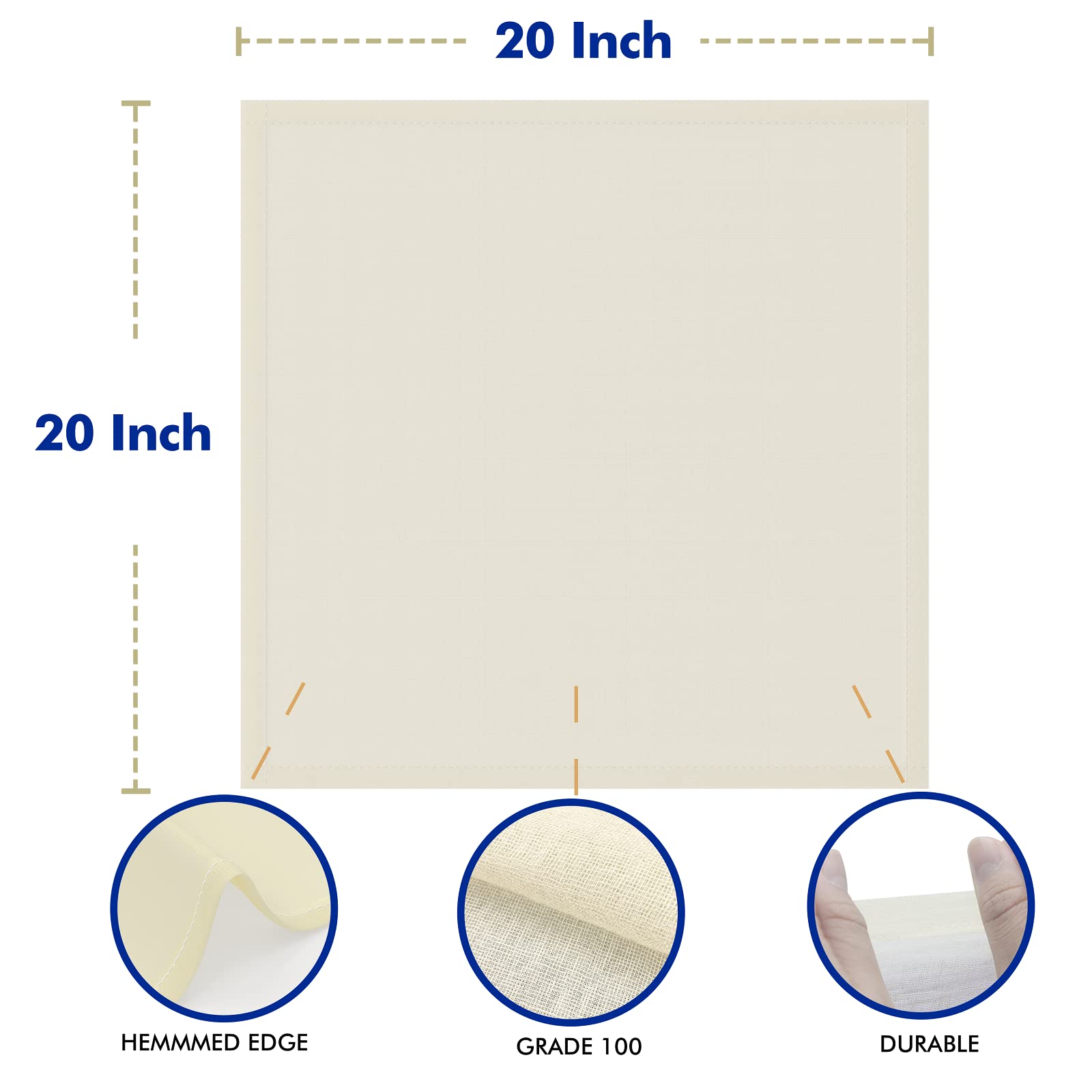 10 Pcs Reusable Cheesecloth, Grade 100, 20X20 Inch Hemmed Organic Cheese Cloth For Straining Craft, 100% Cotton Unbleached Cloth