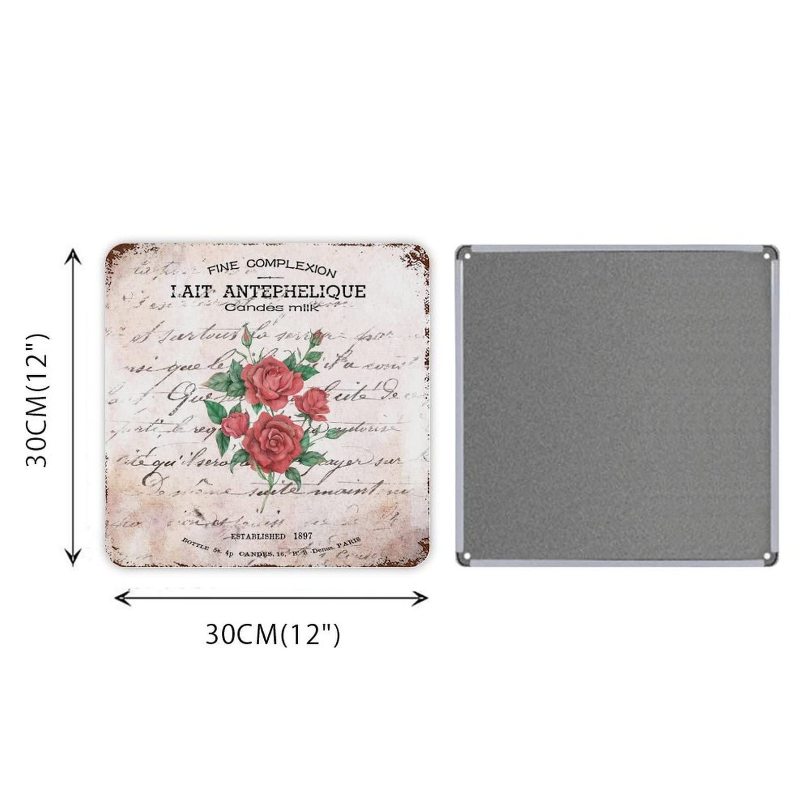 French Bouquet Pink Quote Retro Tin Sign Vase Flowers Poster Plaque Floral Vintage Tin Sign Wall Hanging Decoration Retro Home K