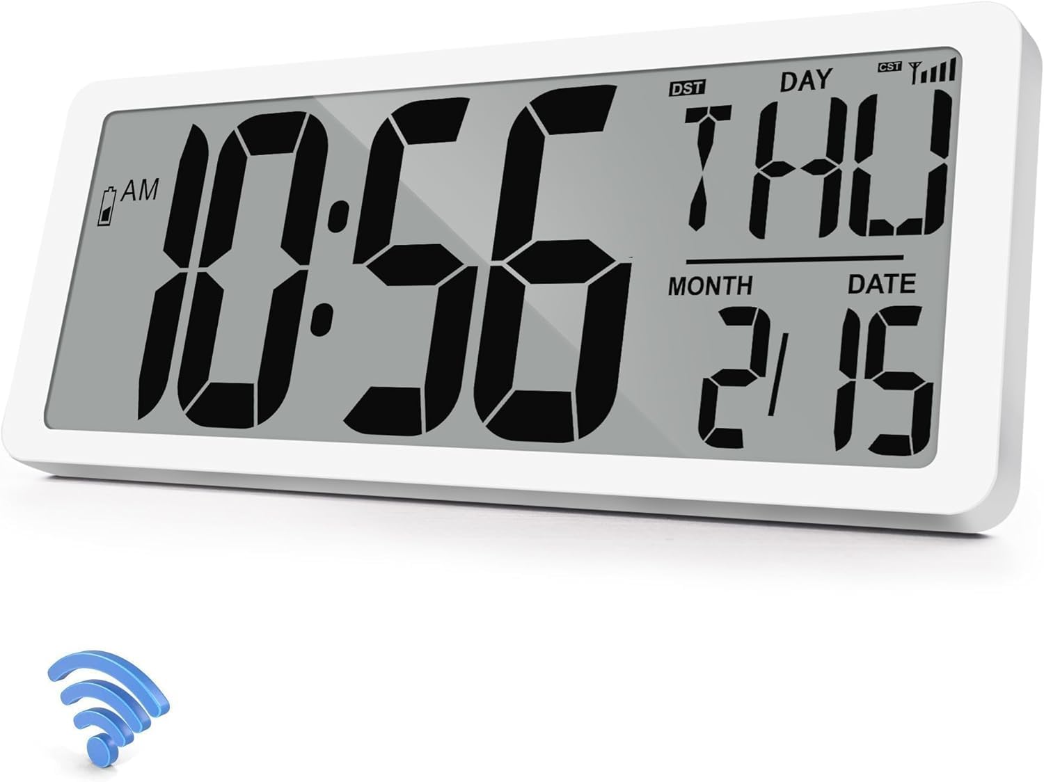 Geelion Atomic Clock 15 Digital Wall Clock Battery Operated Atomic Wall Clock Large Digital Alarm Clock With Day Date & Temperat